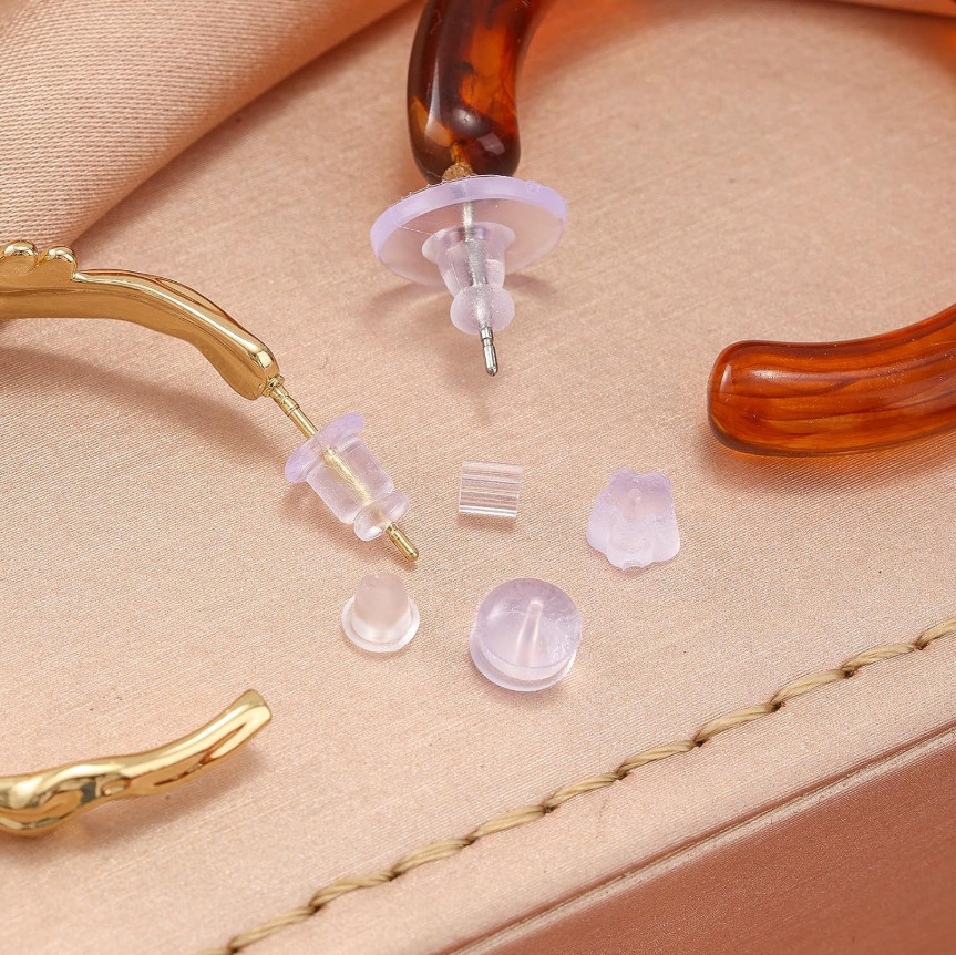 600PCS Silicone Earring Backs Clear Soft Rubber Stoppers Replacement Stud 6style