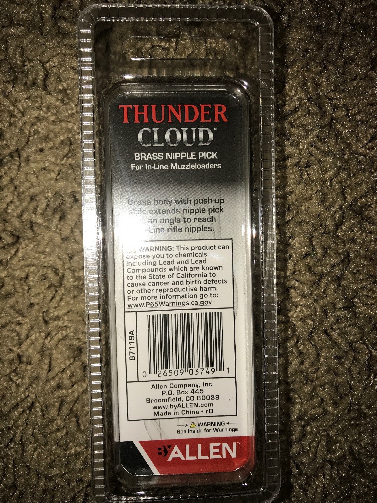 Thunder Cloud Brass Nipple Pick By Allen For In-line Muzzleloaders