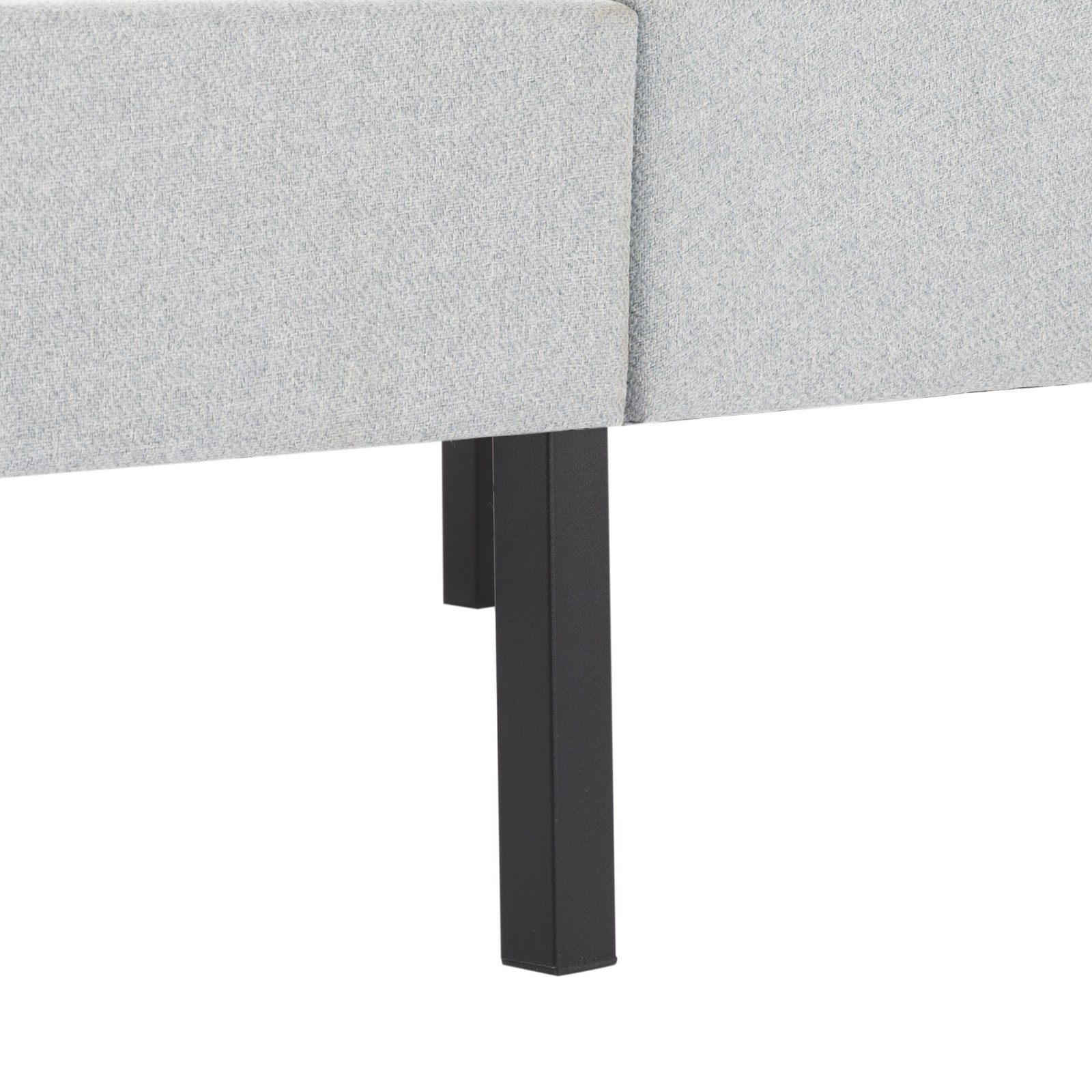 Full Size Platform Bed Frame with Upholstered Headboard, Light Gray