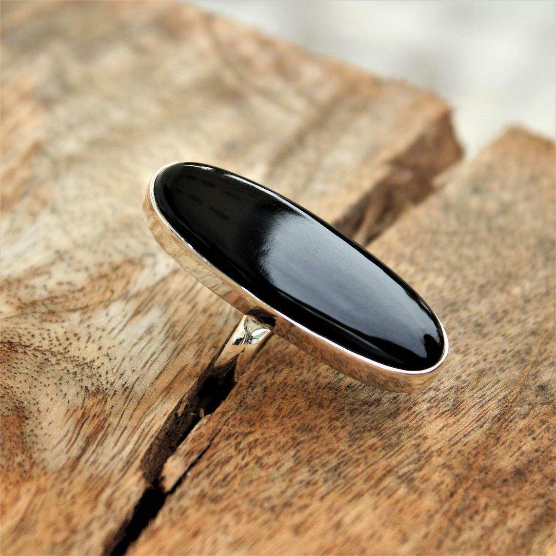 Truthful Black Onyx Gemstone 925 Sterling Silver Handmade Ring All Size