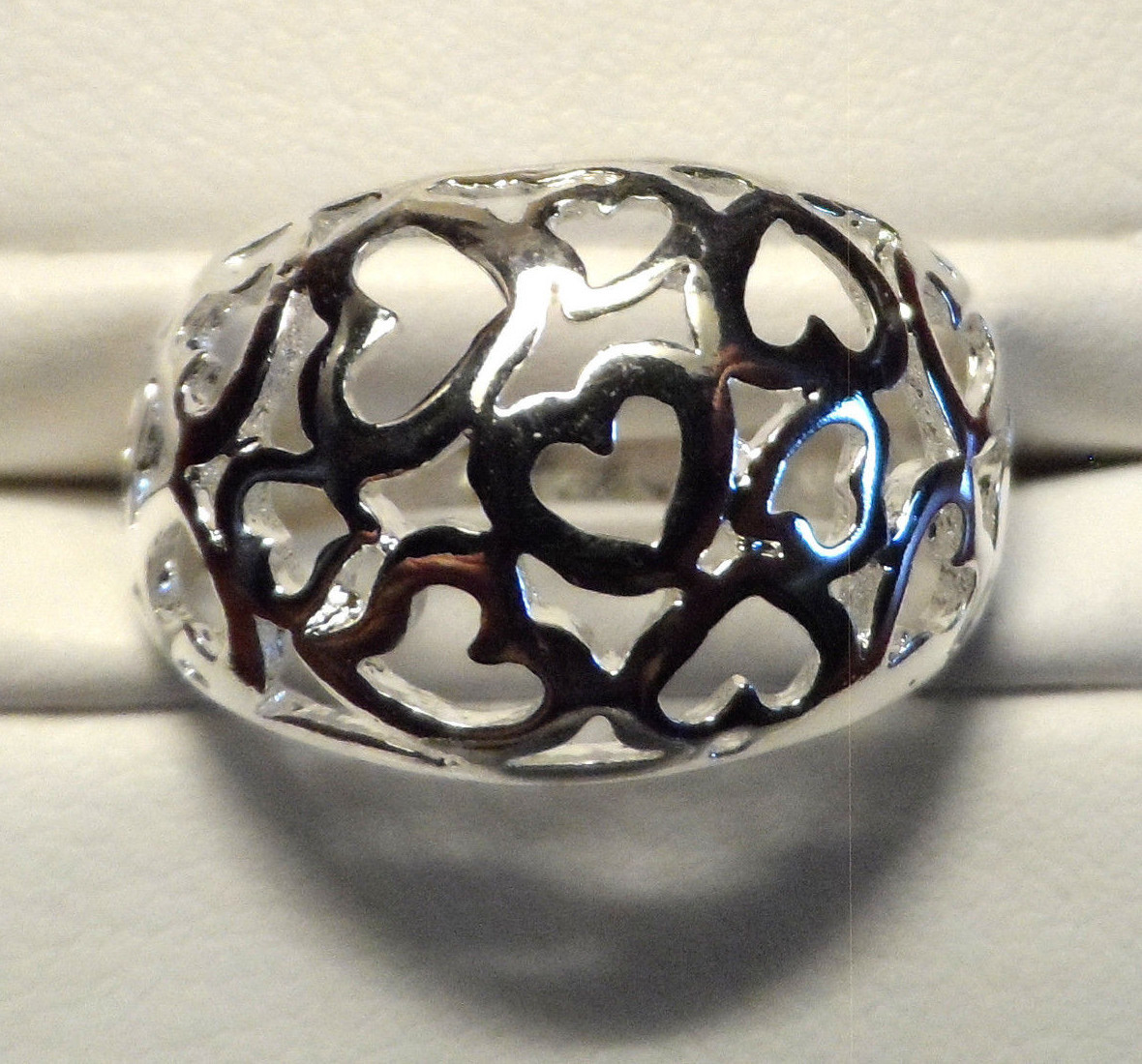 New FILIGREE HEART Ring 925 Silver sizes 7 7.5 8 8.5 bubble face Valentine Gift