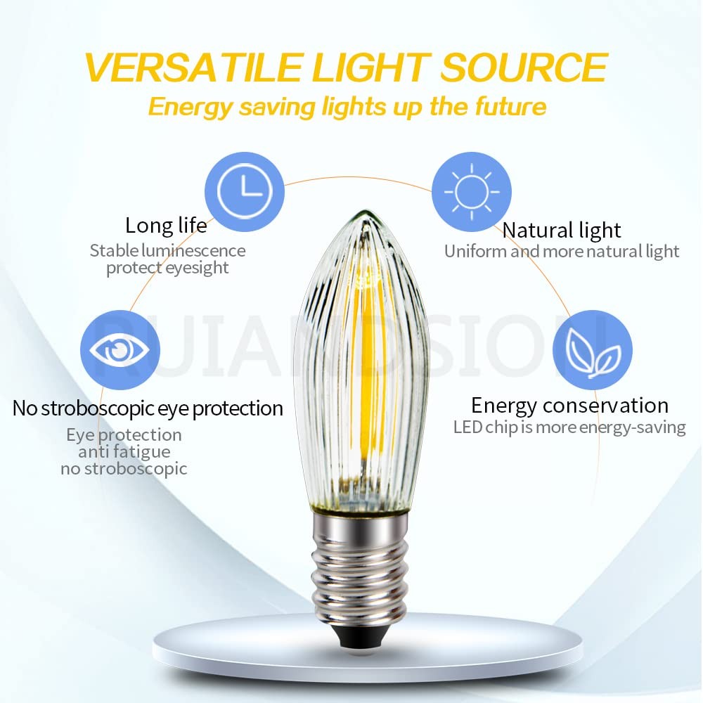 E10 Candle Light Bulbs AC 110V Warm White E10 Base Socket LED Bulb for Closet...
