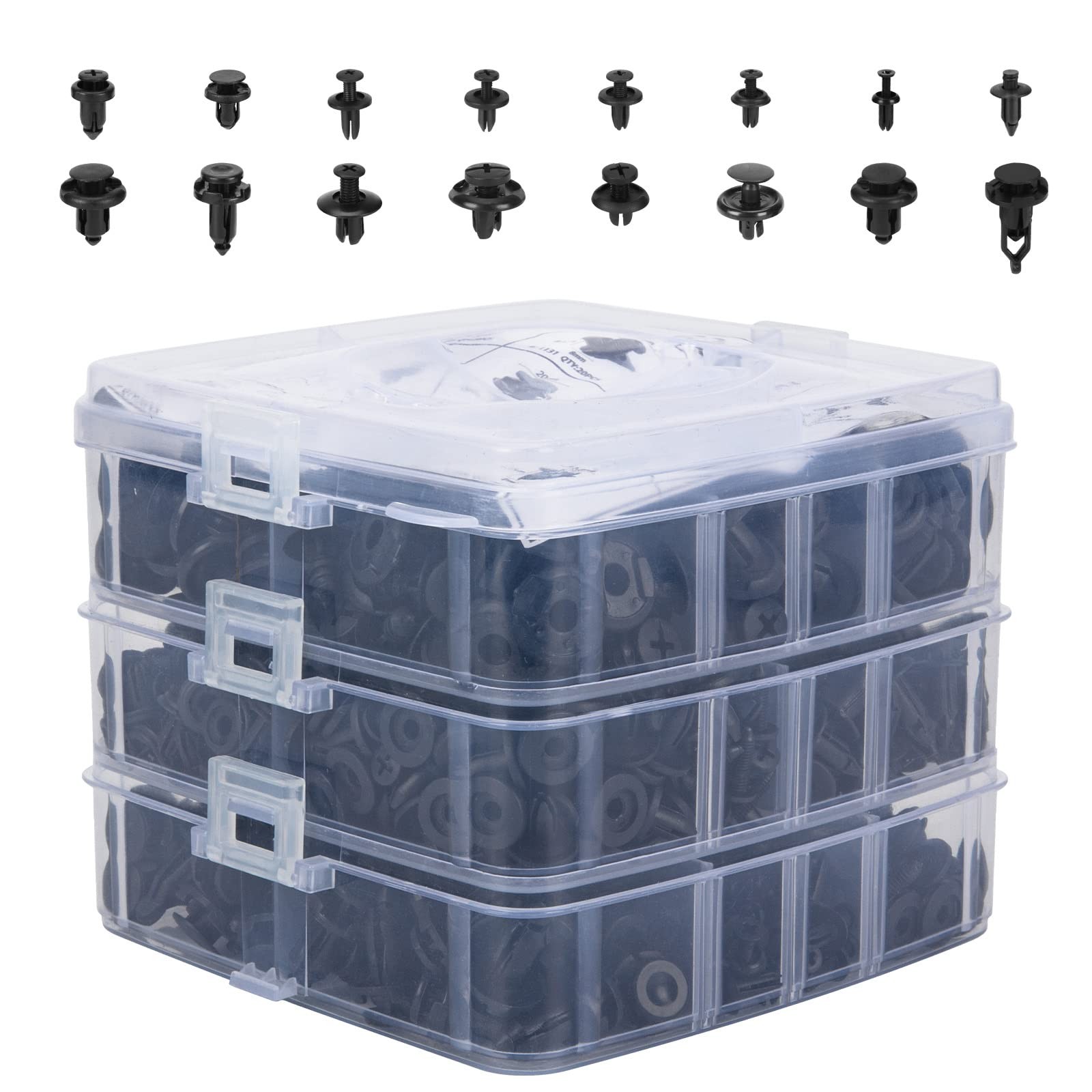 Guteauto 620 Pcs Car Retainer Clips Plastic Fasteners Kit 620Pcs, Black