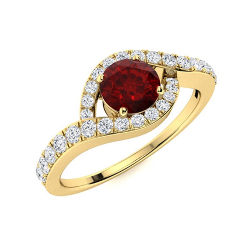 January Birth Garnet Stone Solitaire with Accents Ring Sterling Silver