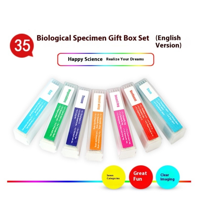35PCS Biology Microscope Prepared Slides Seven Type for Lab Education