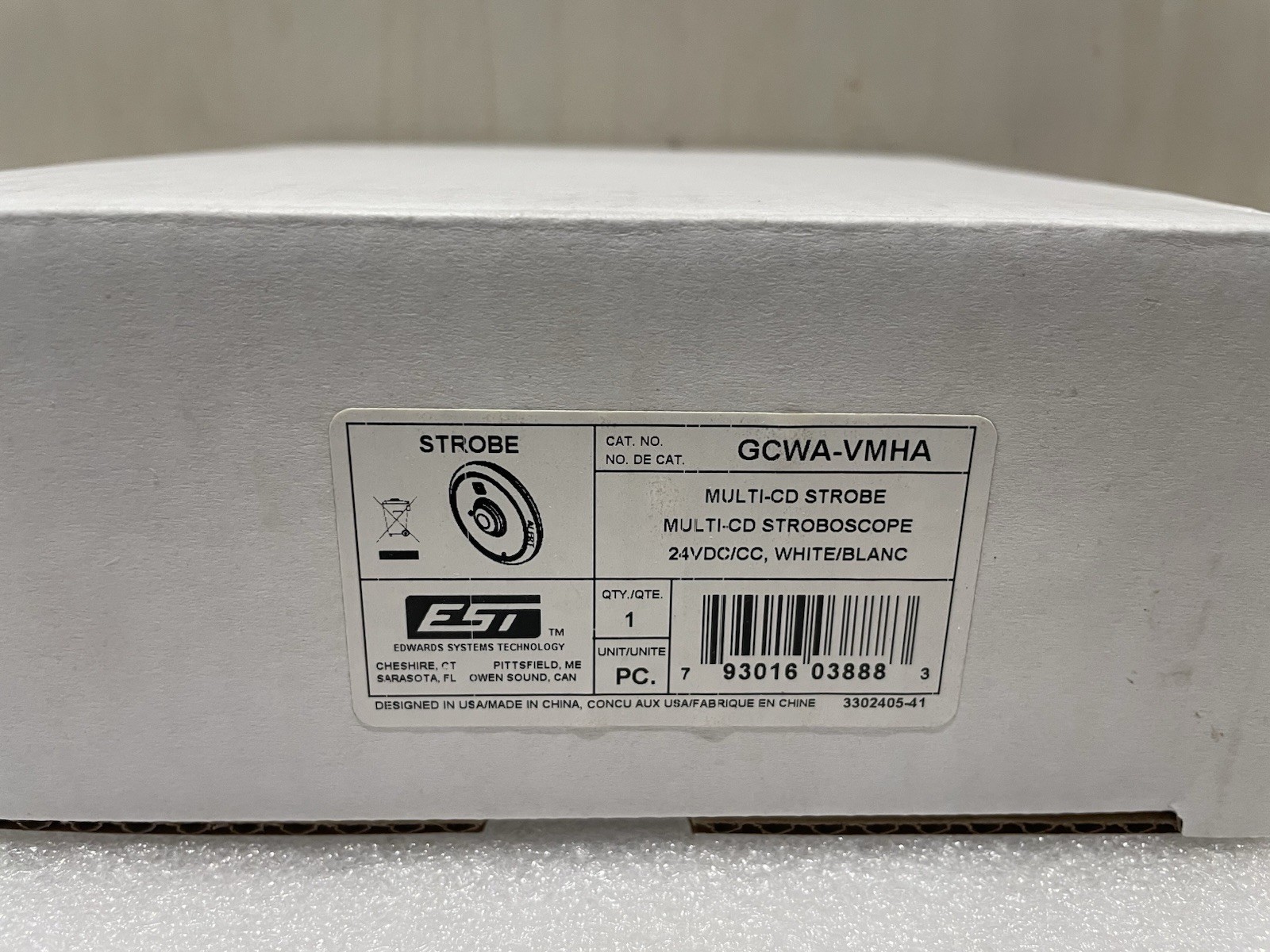 Edwards EST GCWA-VMHA Selectable Amber Ceiling Fire Alarm Strobe