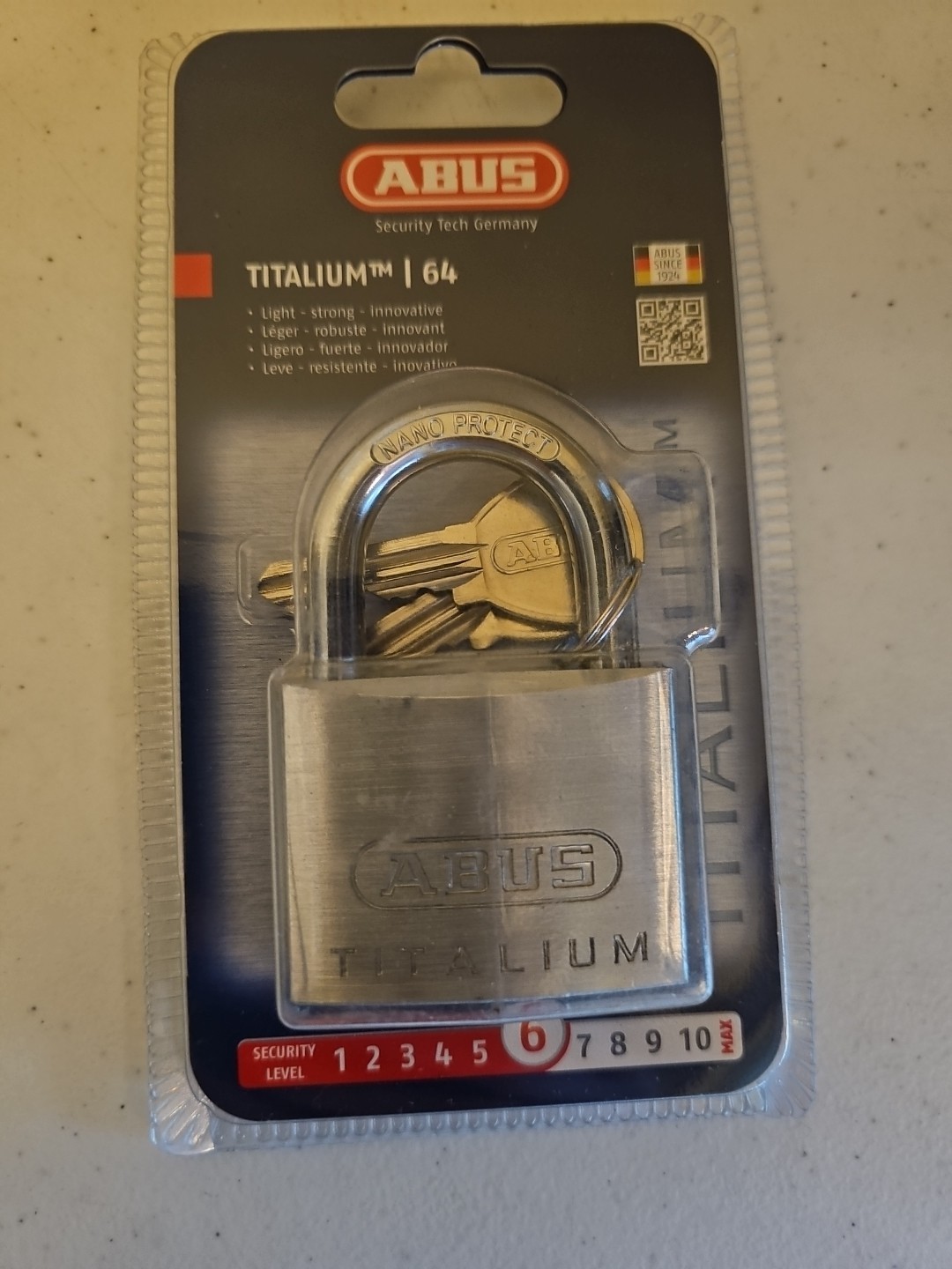 Abus Titalium 64ti/50, NANO Protect Coating Padlock
