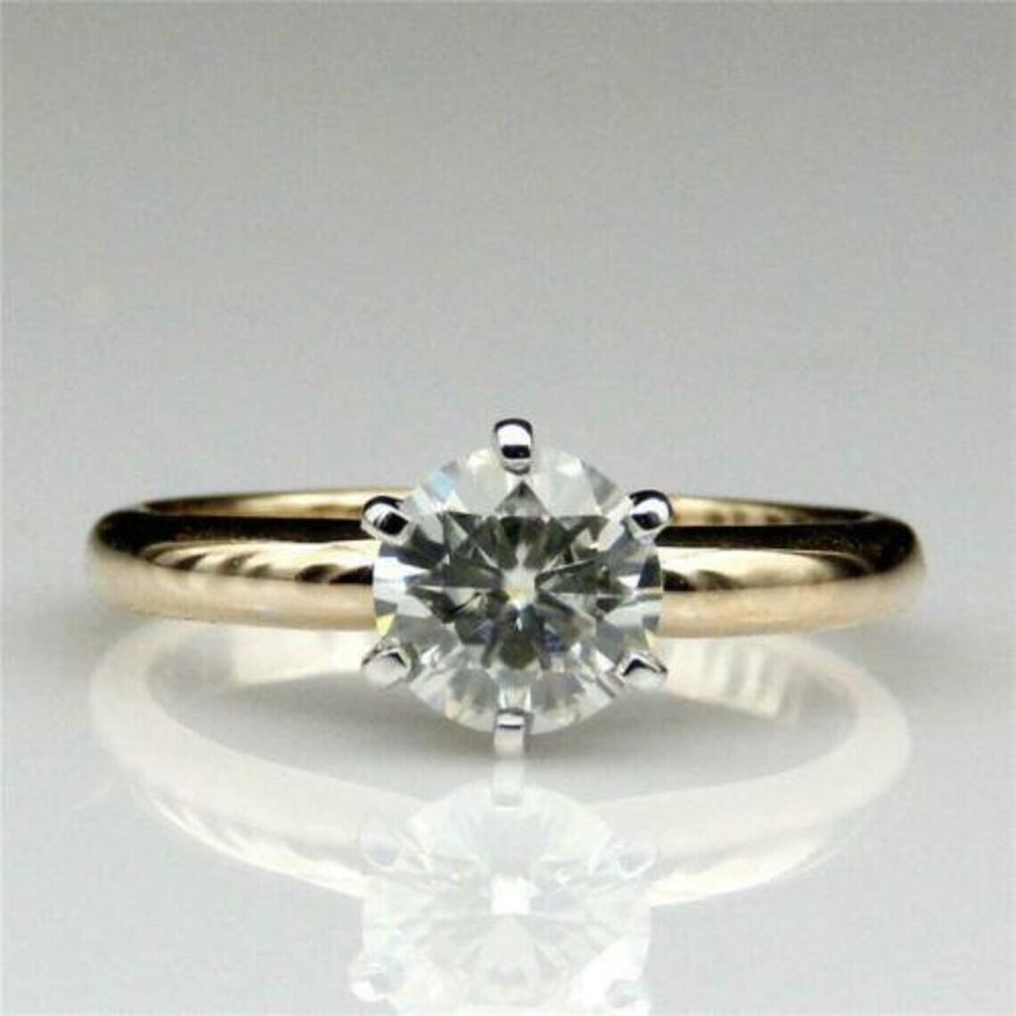 2.90 Ct Round Cut White Diamond Lab-Created Wedding Ring 14K Yellow Gold Over