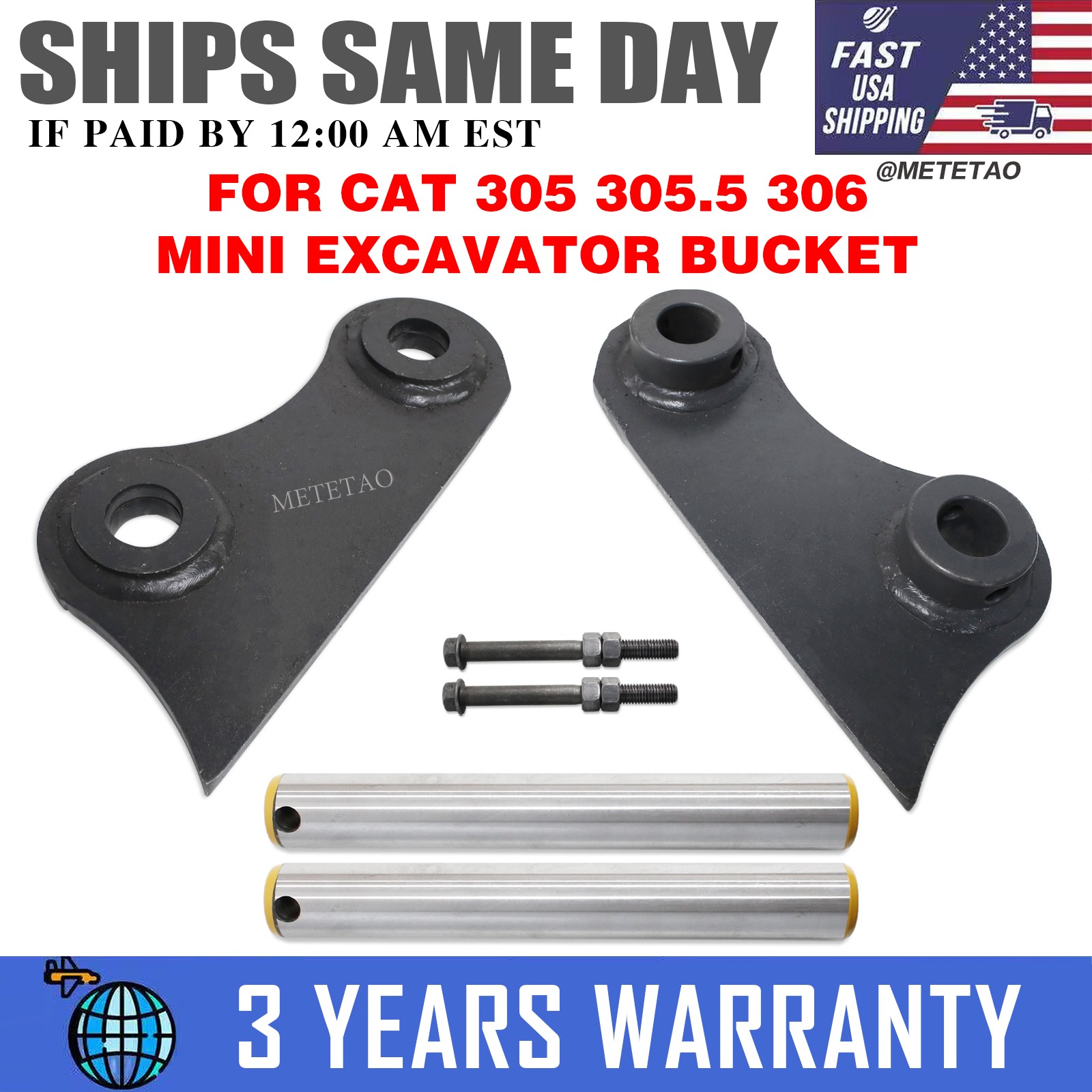 For Cat 305 305.5 306 Excavator bucket ears and pins Weld on 45mm 10-1/4" C- C