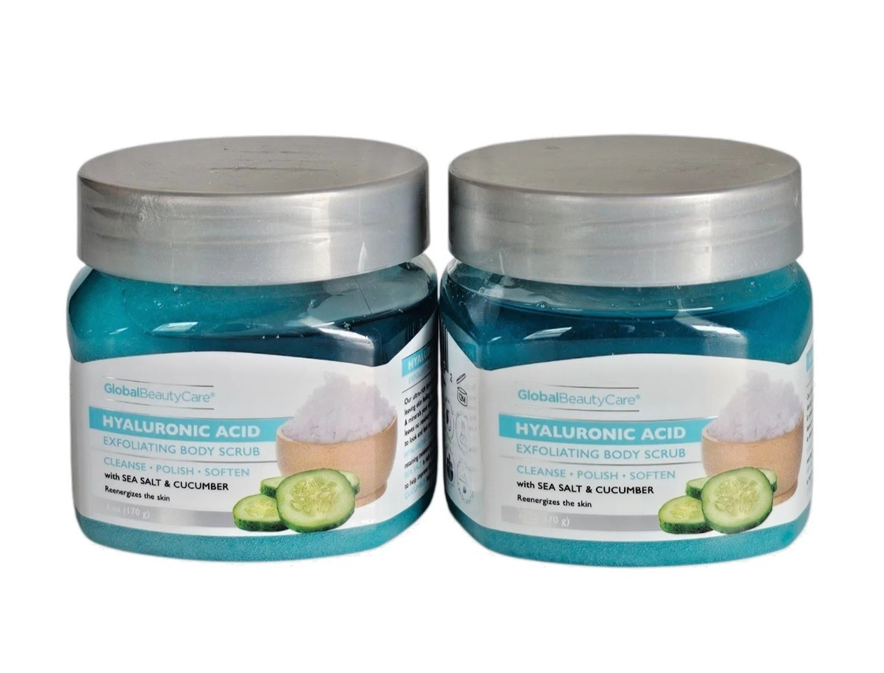 2 Pack of Global Beauty Care Hyaluronic Acid Exfoliating Body Scrub 6 oz New