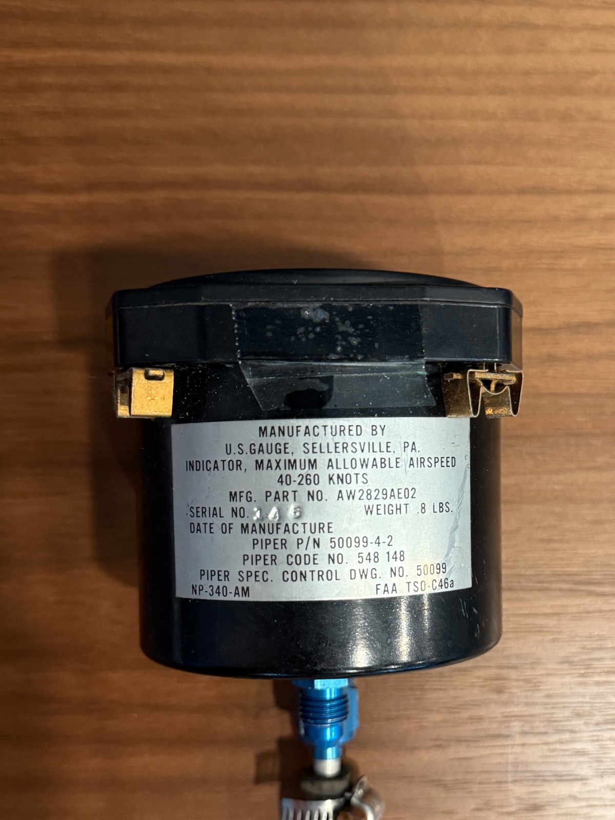 U.S. Gauge ASI Airspeed Indicator PN: AW2829AE02