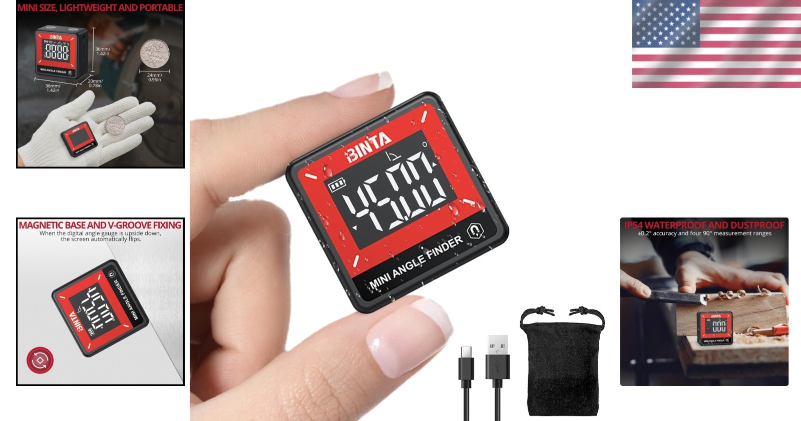 High-Precision Waterproof Angle Measuring Tool - Ideal for DIY & Construction