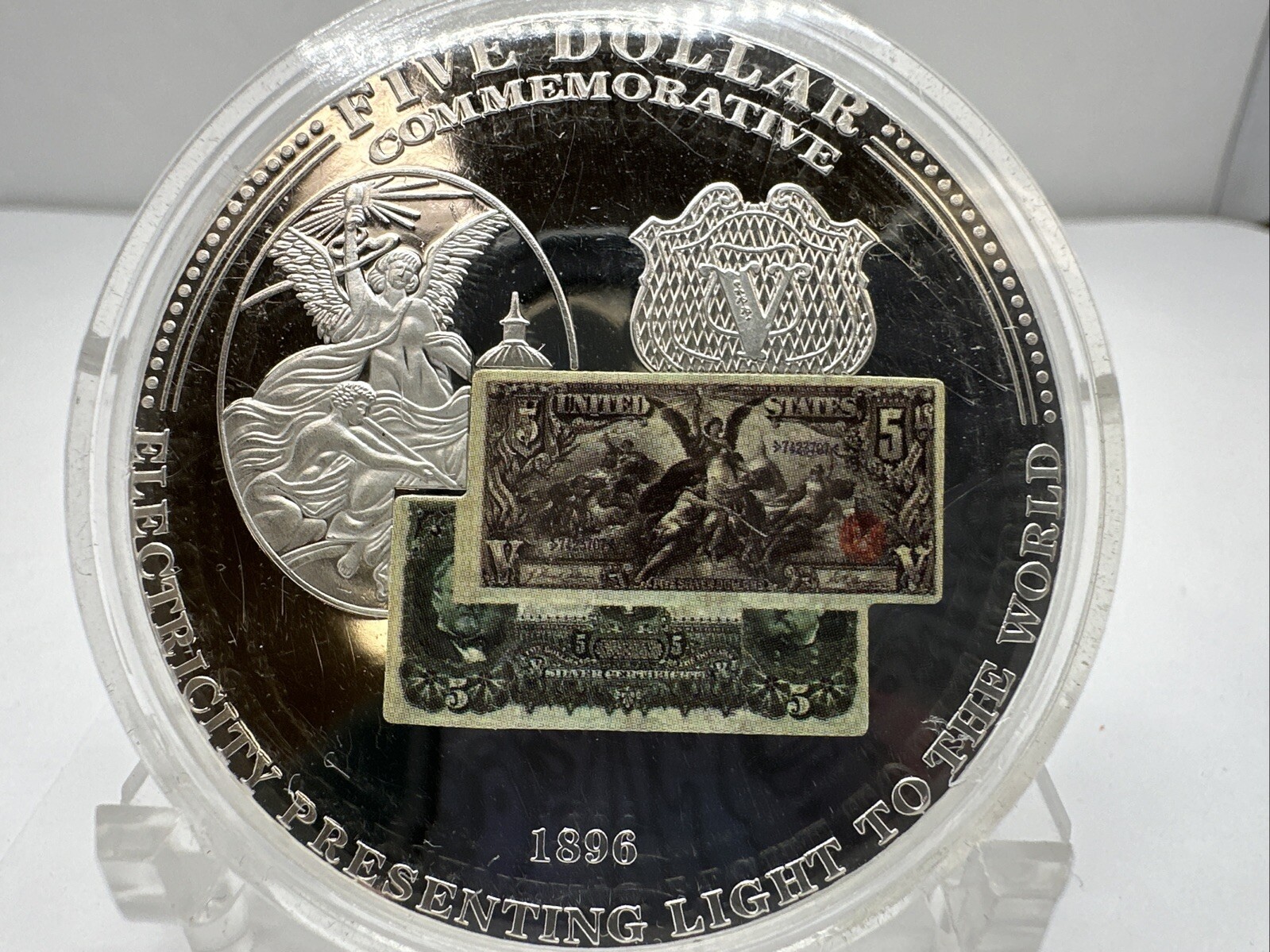 American Mint 1896 Electricity Presenting Light 5 Dollar Commem Proof CB8-12
