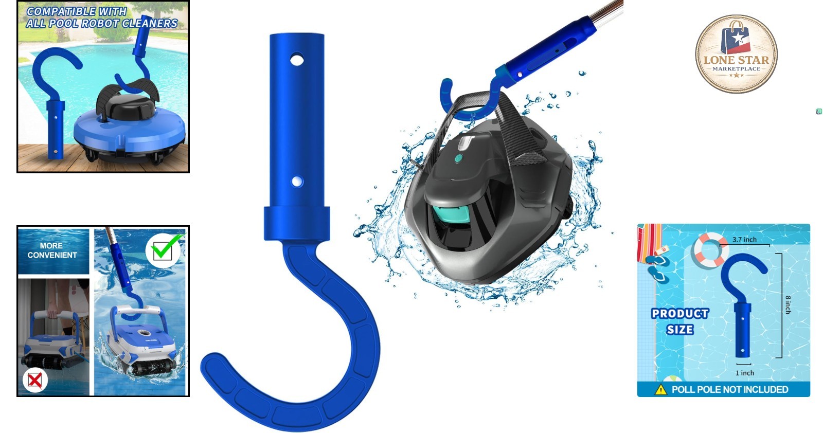 Blue Hook for All Robotic Pool Cleaners - Effortless Retrieval and Compatibility