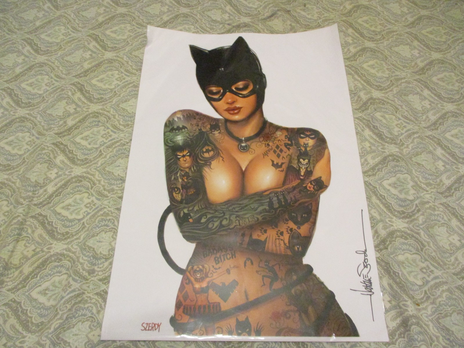 NATHAN SZERDY SIGNED CATWOMAN 12 BY 18 PRINT