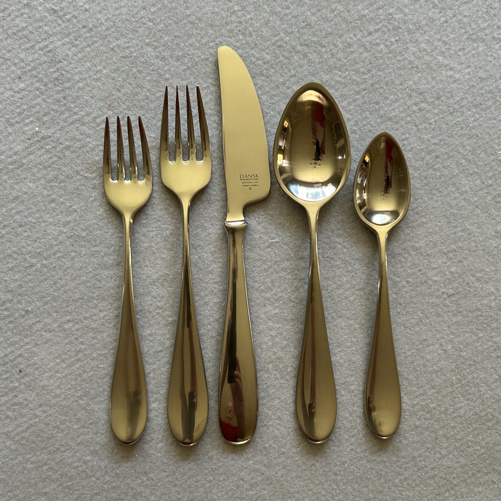 Dansk "Classique" Satin Stainless 5 Piece Place Setting Torun New Never Used