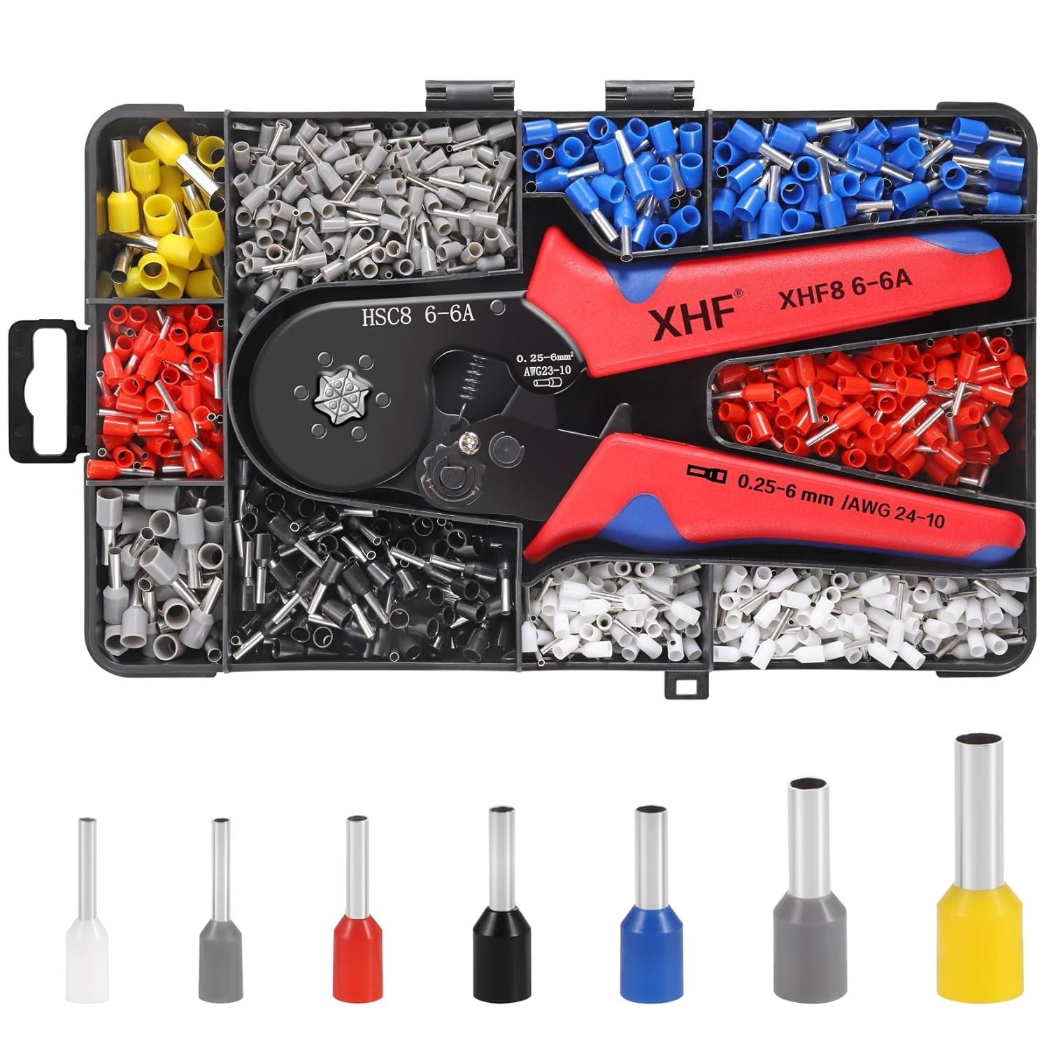 1700 PCS Insulated Wire End Ferrules with Hexagonal Crimper Tool Kit by XHF