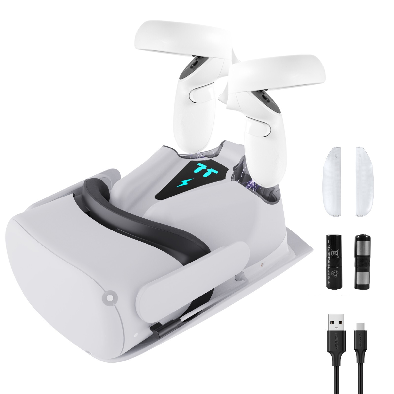 Charging Dock for Oculus Quest Controller Mount with 2 Rechargeable Batteries