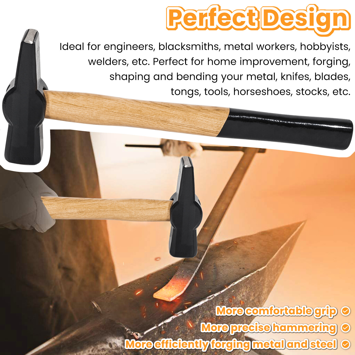 Blacksmiths Beginner Hammer 0000811-1000 Knife Making Metalworking Forge Tool