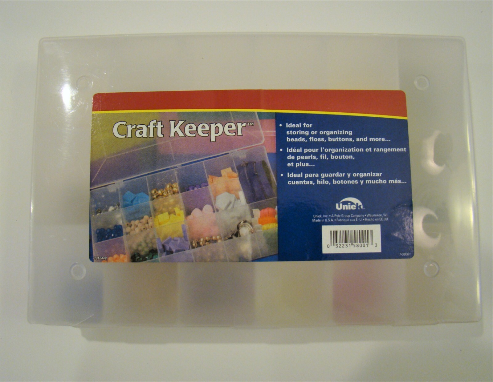 UNIEK: Plastic 17 Compartment Storage Container - Includes assorted beads plus