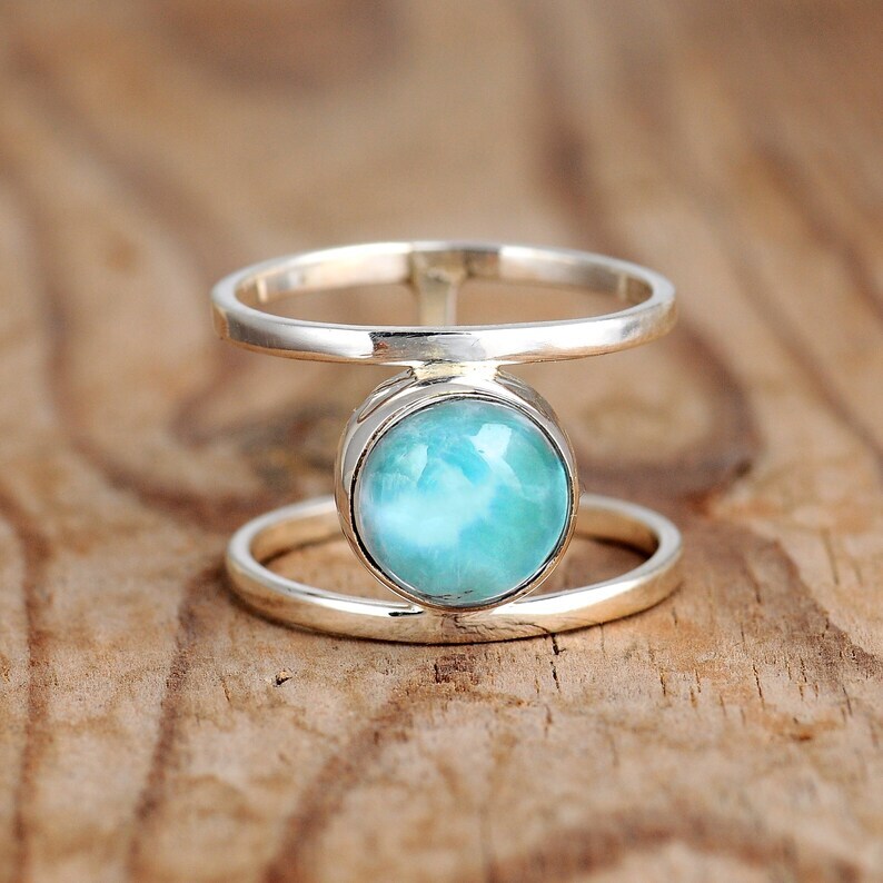 Larimar Ring Handmade 925 Sterling Silver Anniversary Gift Ring All Size SR410