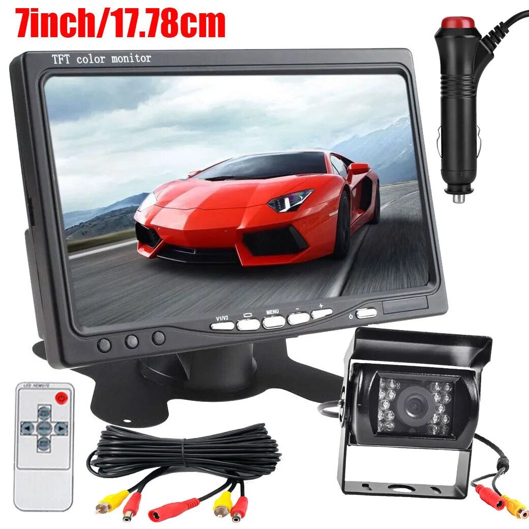 7" Car TFT  Screen Monitor Rear View Reversing Backup Camera Kit with 10M Cable