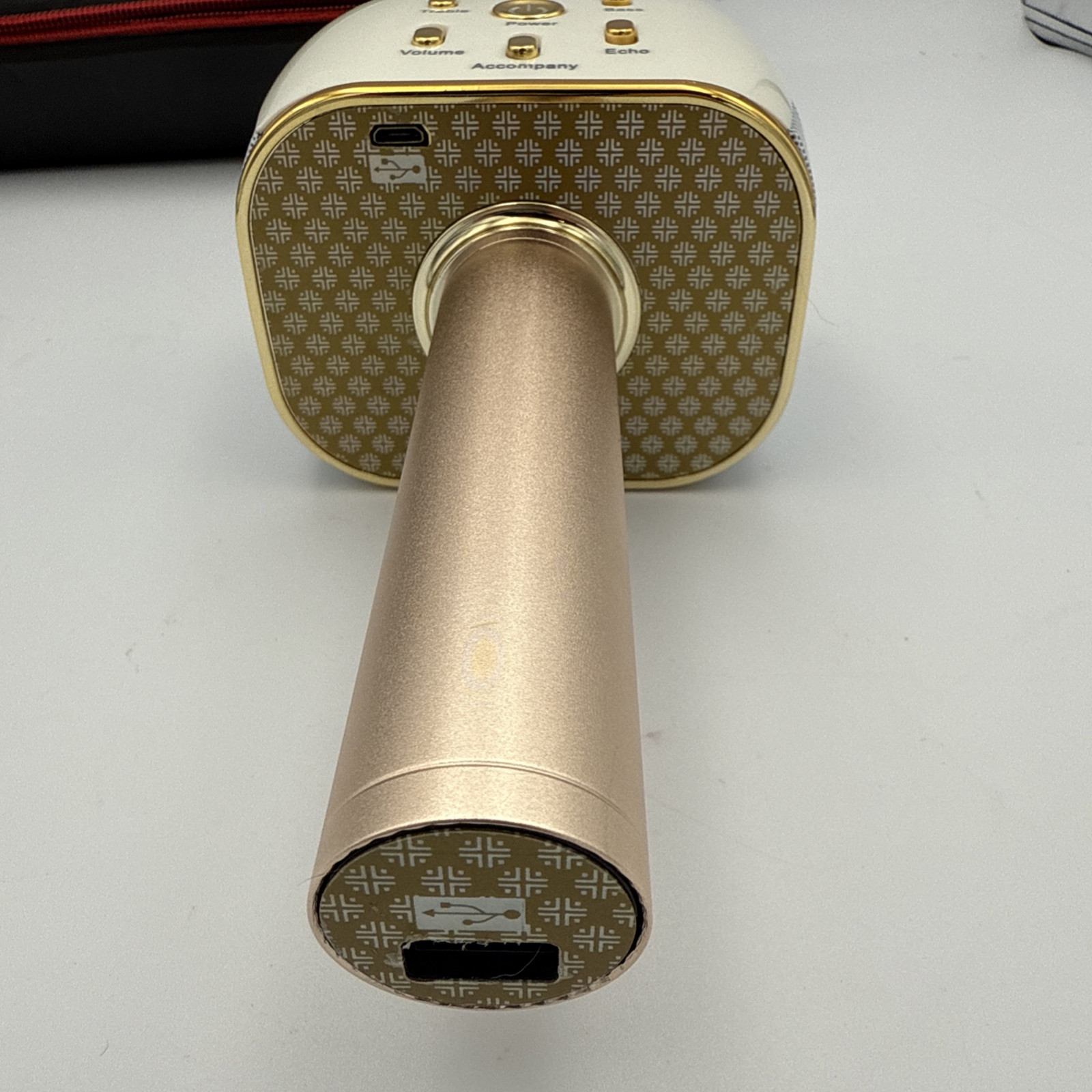 Funky Rico Karaoke Microphone Handheld Wireless Bluetooth w/Speaker Gold WORKING