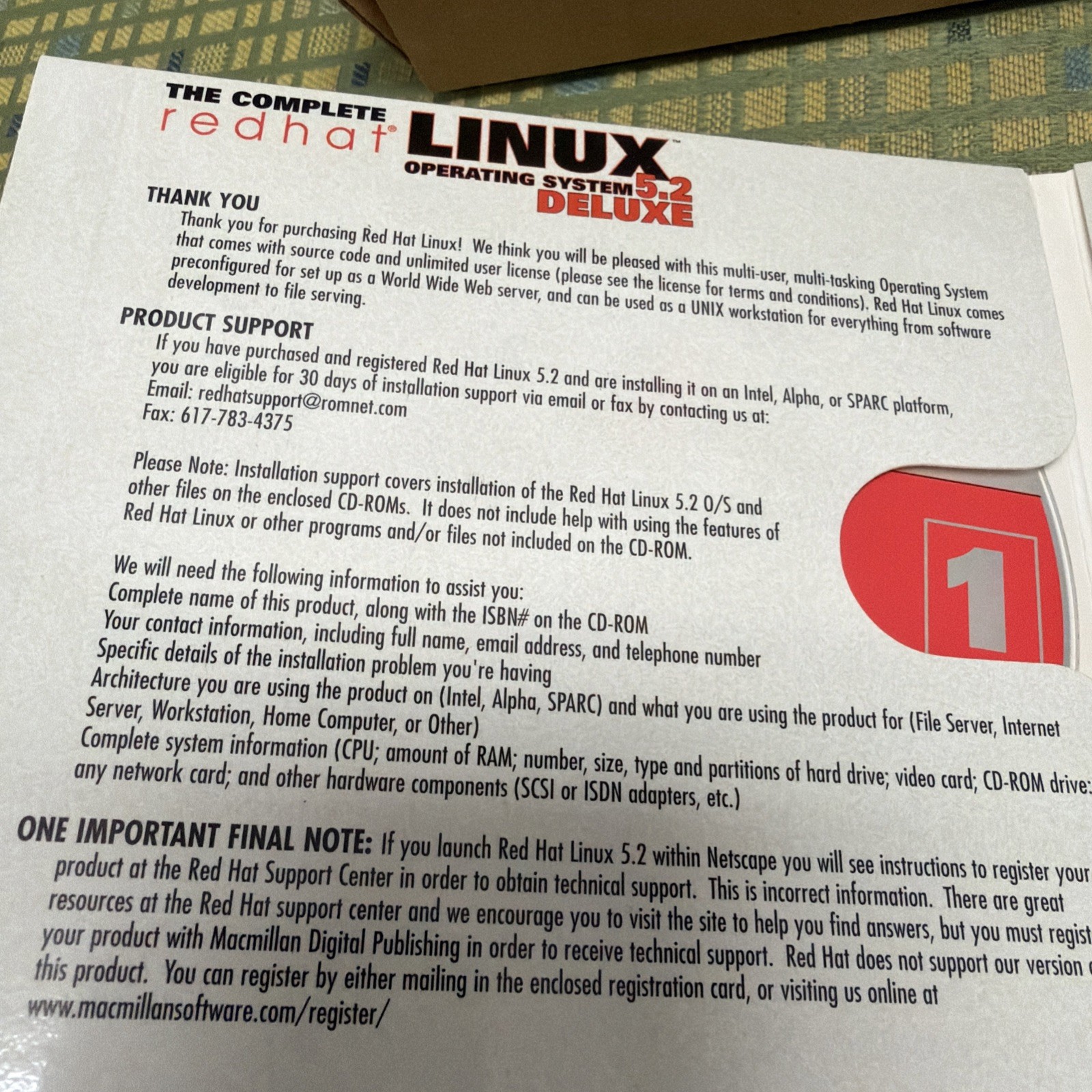 The Complete Redhat Linux 5.2 Operating System Deluxe Secure Server Partial Seal