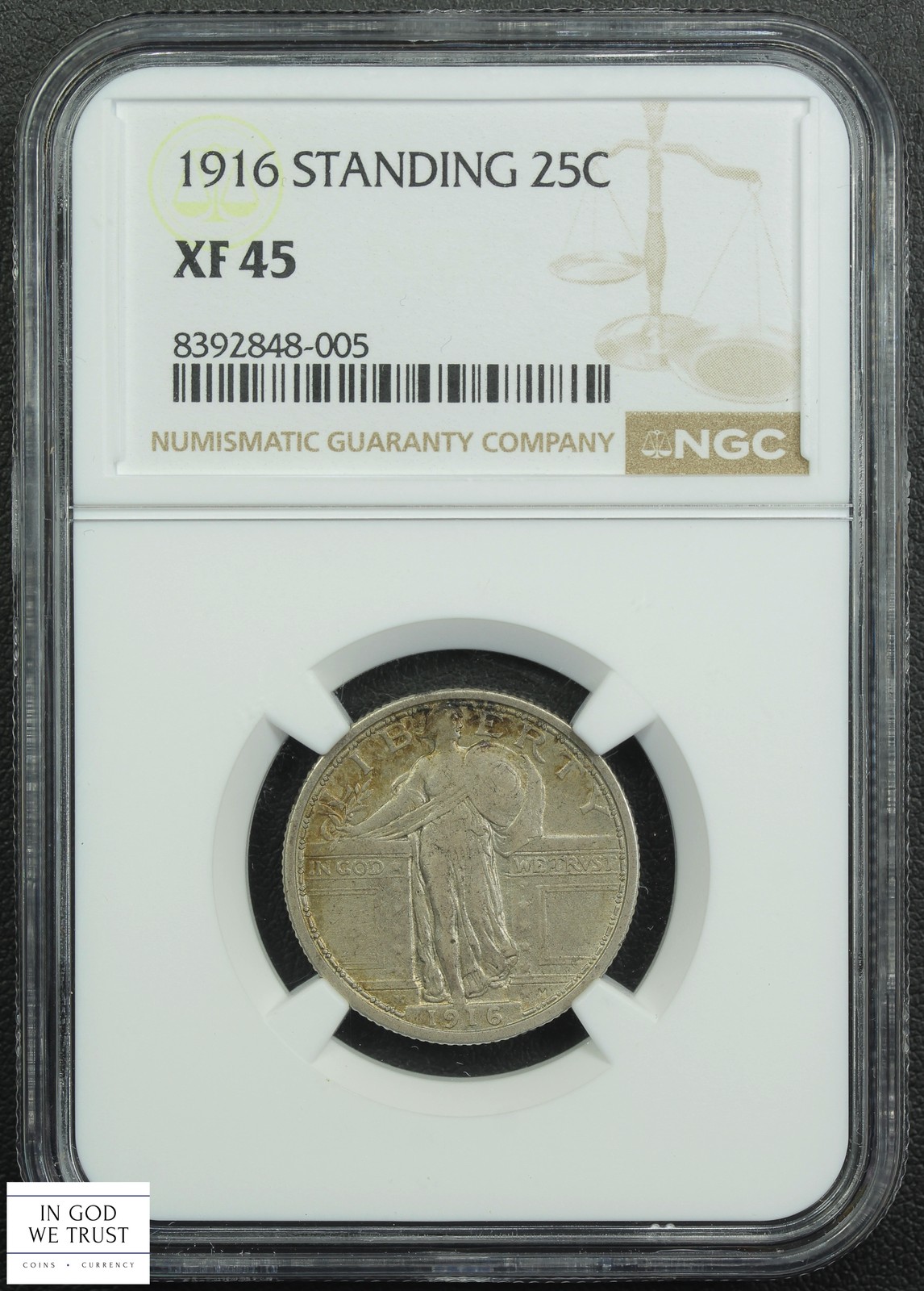 1916 Standing Liberty Silver Quarter 25C NGC XF 45
