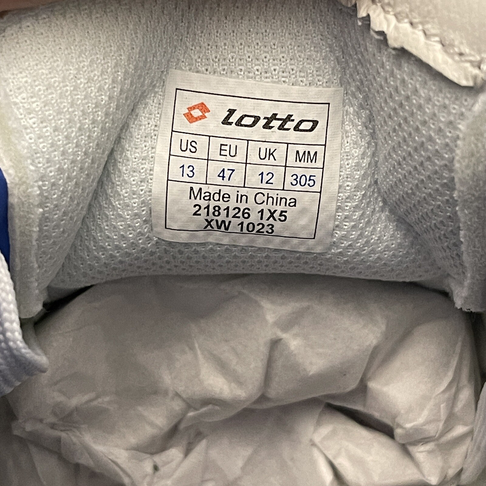 Lotto Stadio 200 III FG - Soccer Football Cleats - White Blue - US 13 EUR 47 NEW