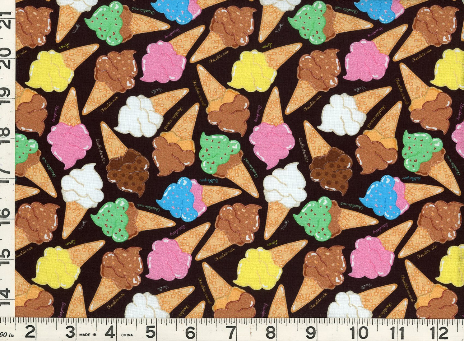 Chocolate Pink Blue Ice Cream Cones Quilting & Sewing Fabric by Yard  #889  DP