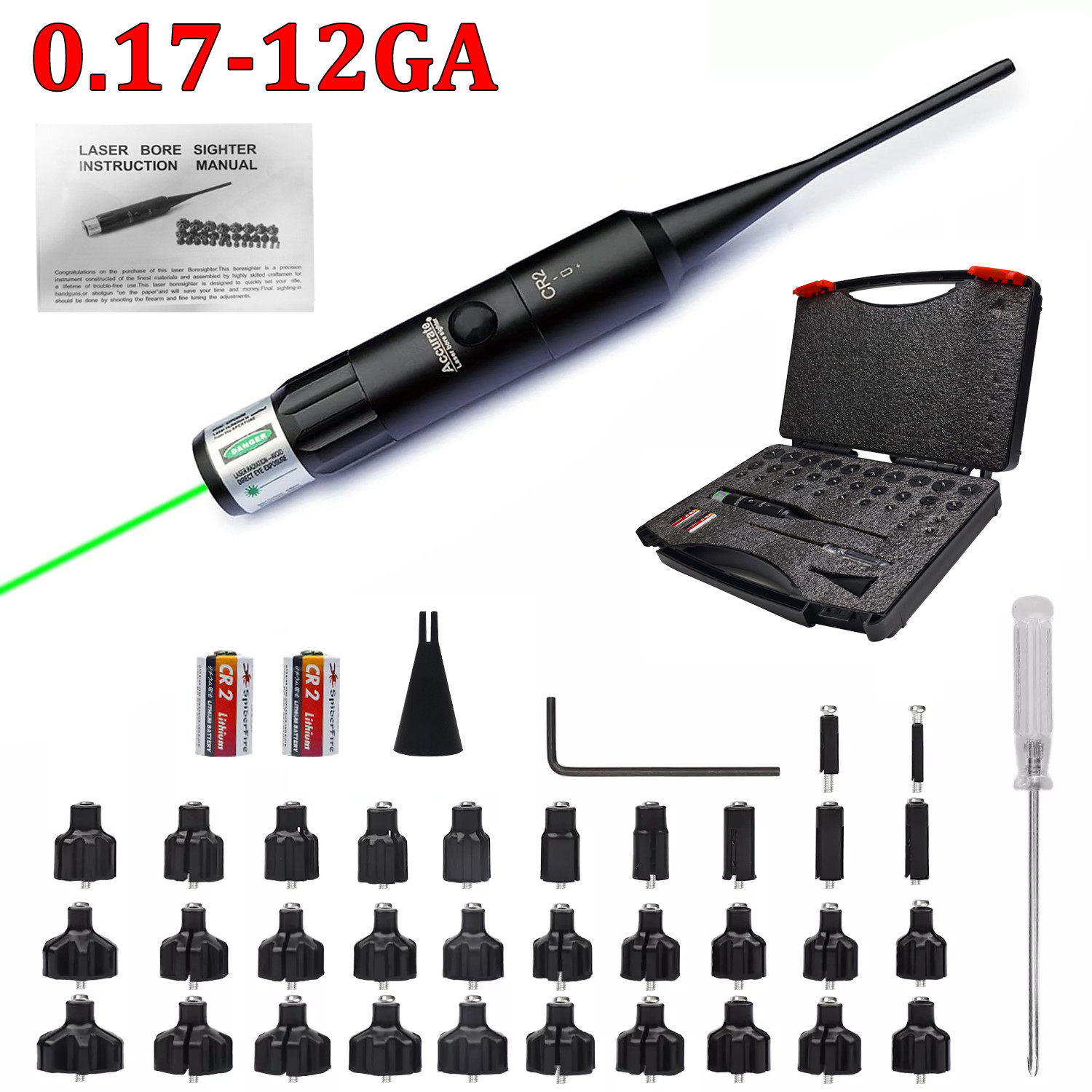 Professional Green Laser Bore Sight Kit Multiple Caliber Upgraded Bore Sighter