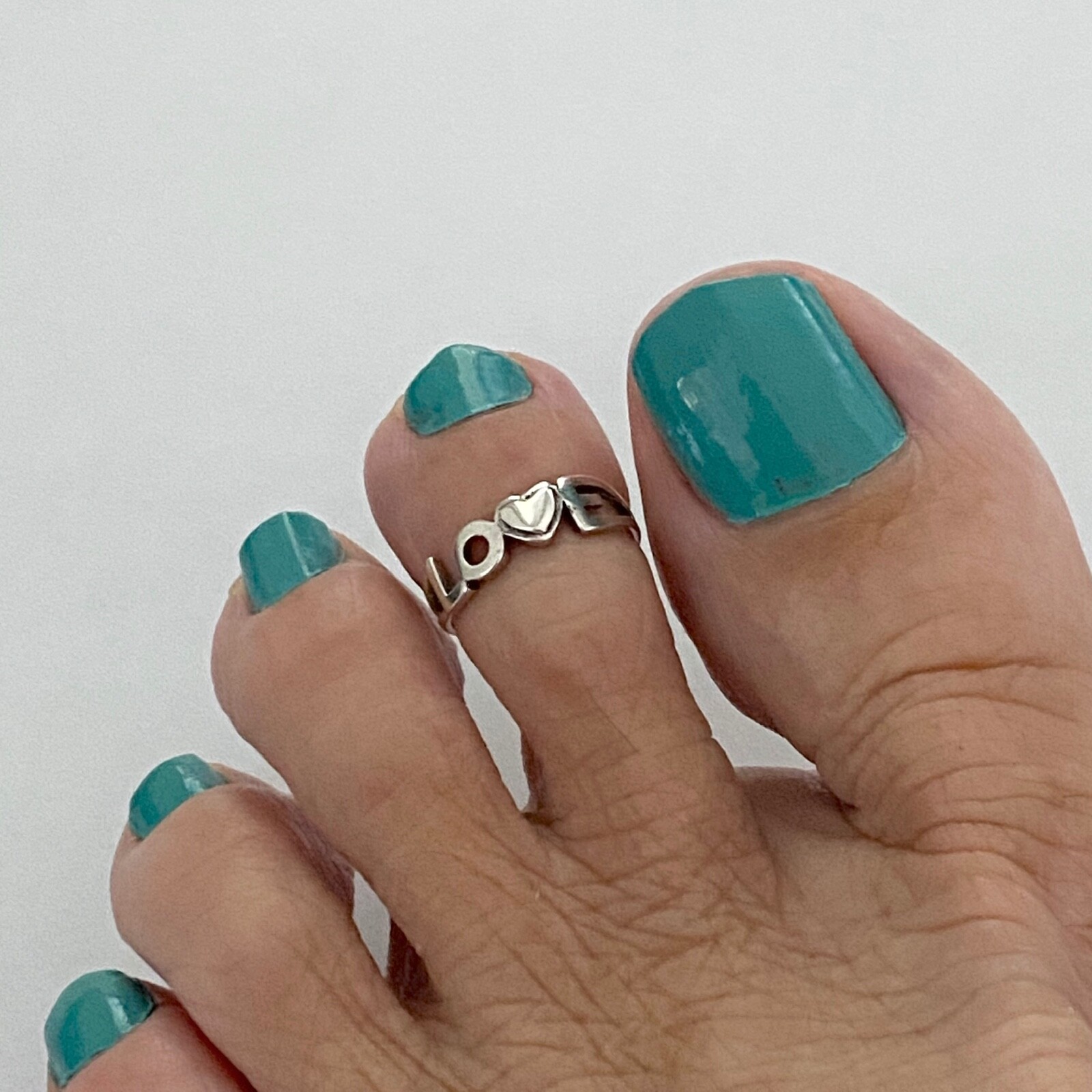 Sterling Silver Love Toe Ring, Silver Rings, Dainty Ring, Heart Ring