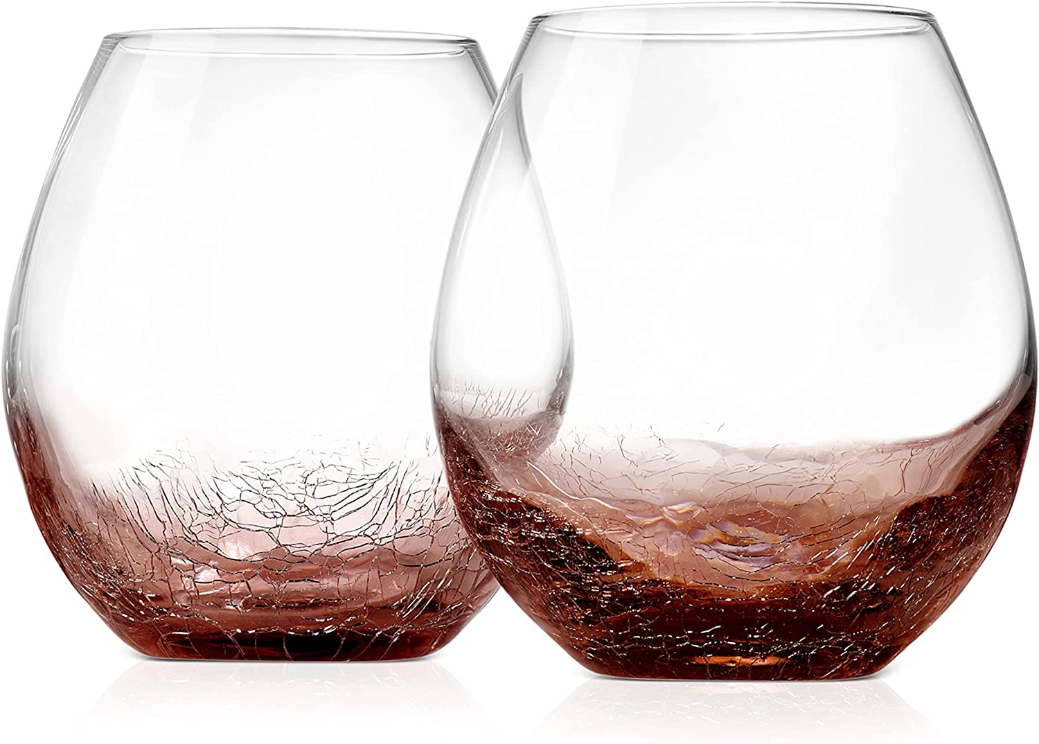 Nutrichef NGLWN32 Ice Crackle Wine Glass Set Of 2