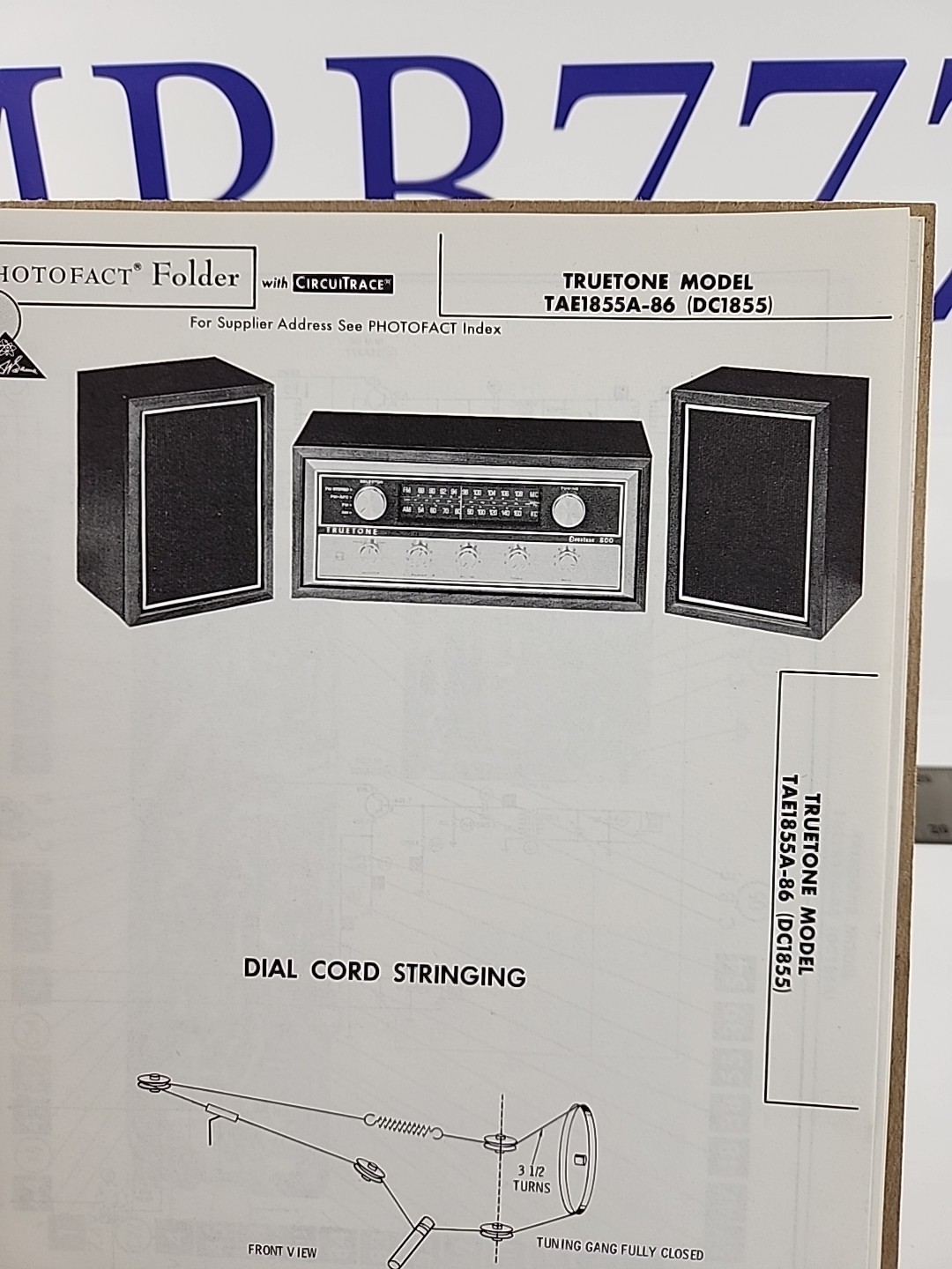 Sams Photofact Repair Service Parts Manual For Truetone TAE1855A-86