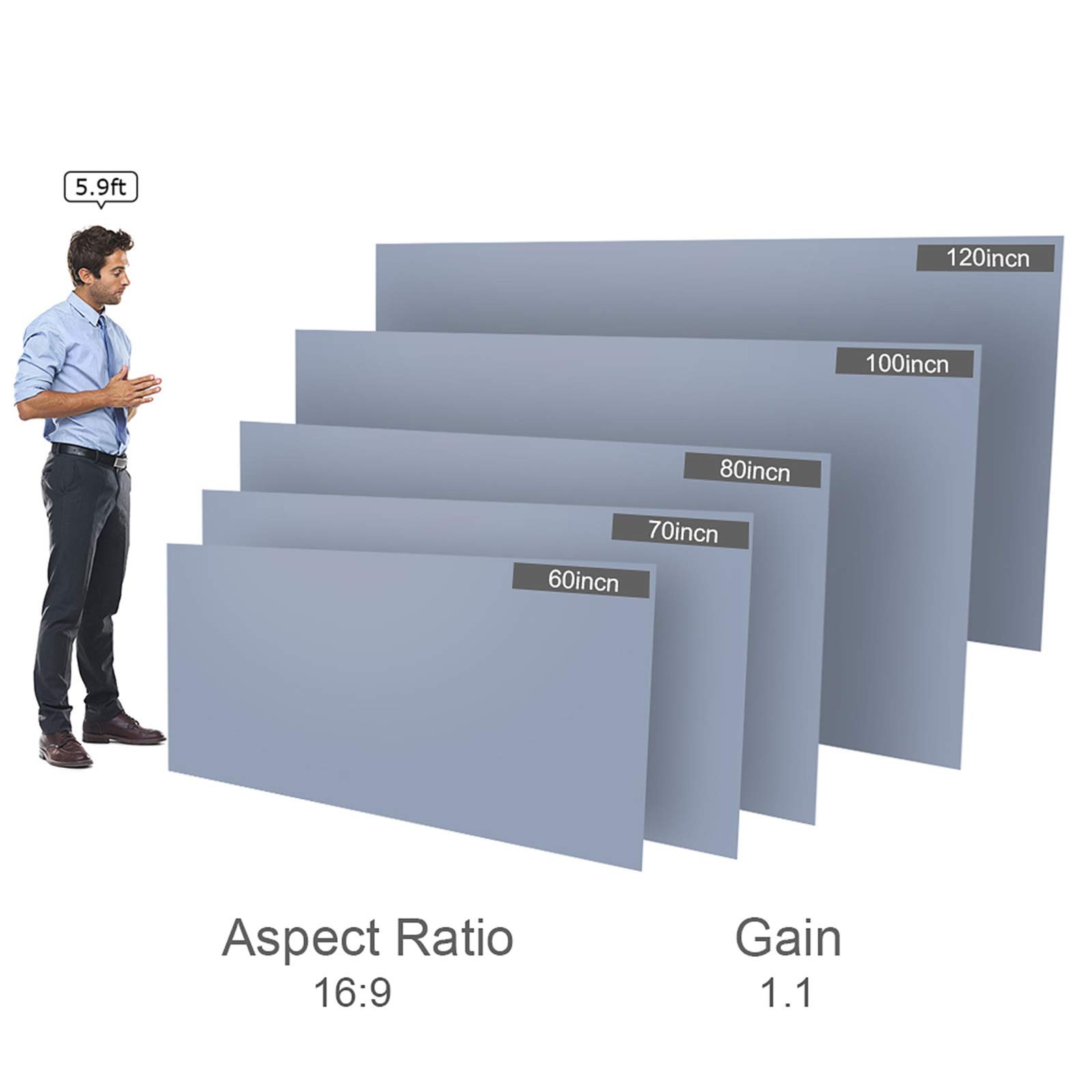 60-inch Portable Projector Screen HD 16:9 Frameless Video Projection