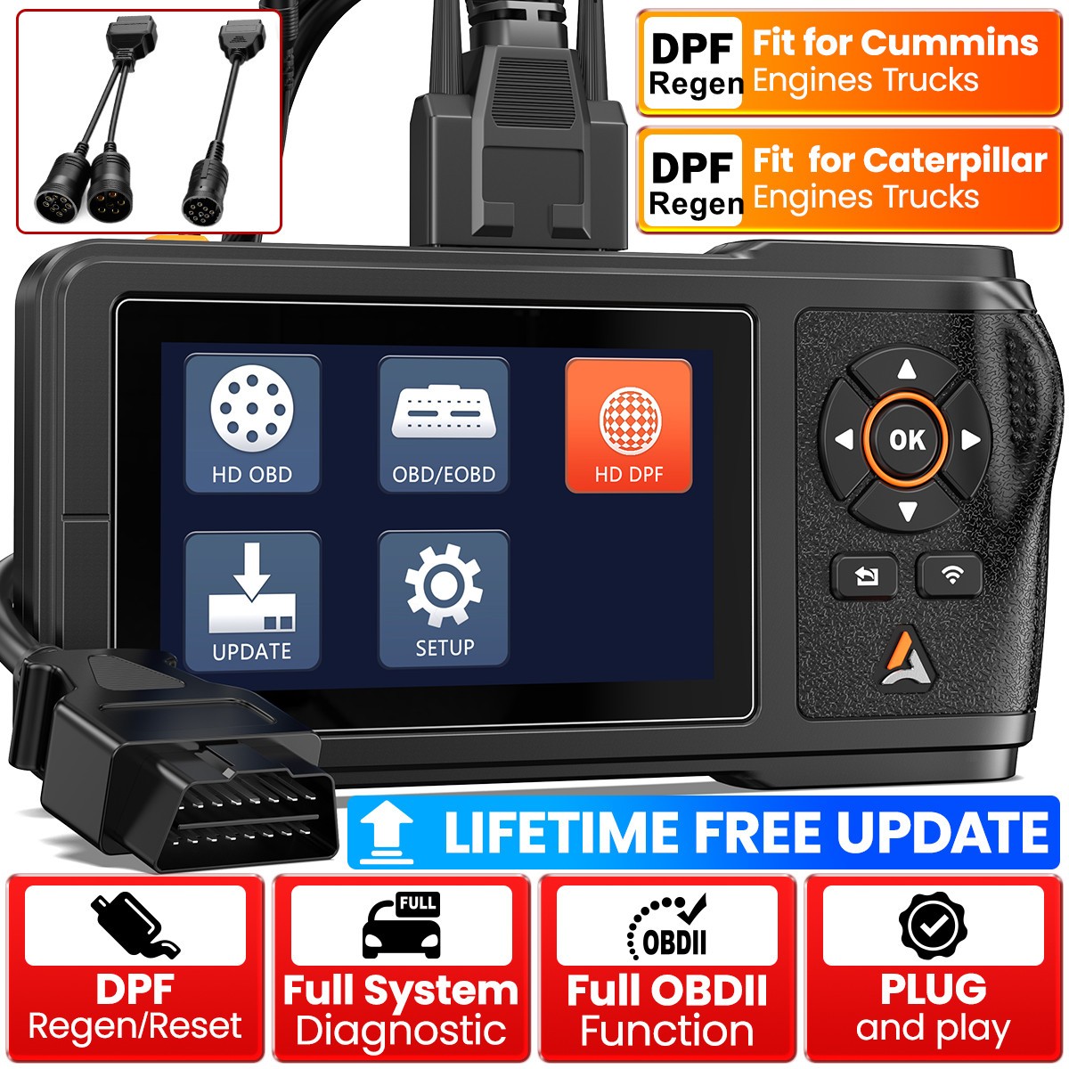 Heavy Duty Truck Scanner Diagnostic Tool For Cummins Caterpillar DPF Regen Reset