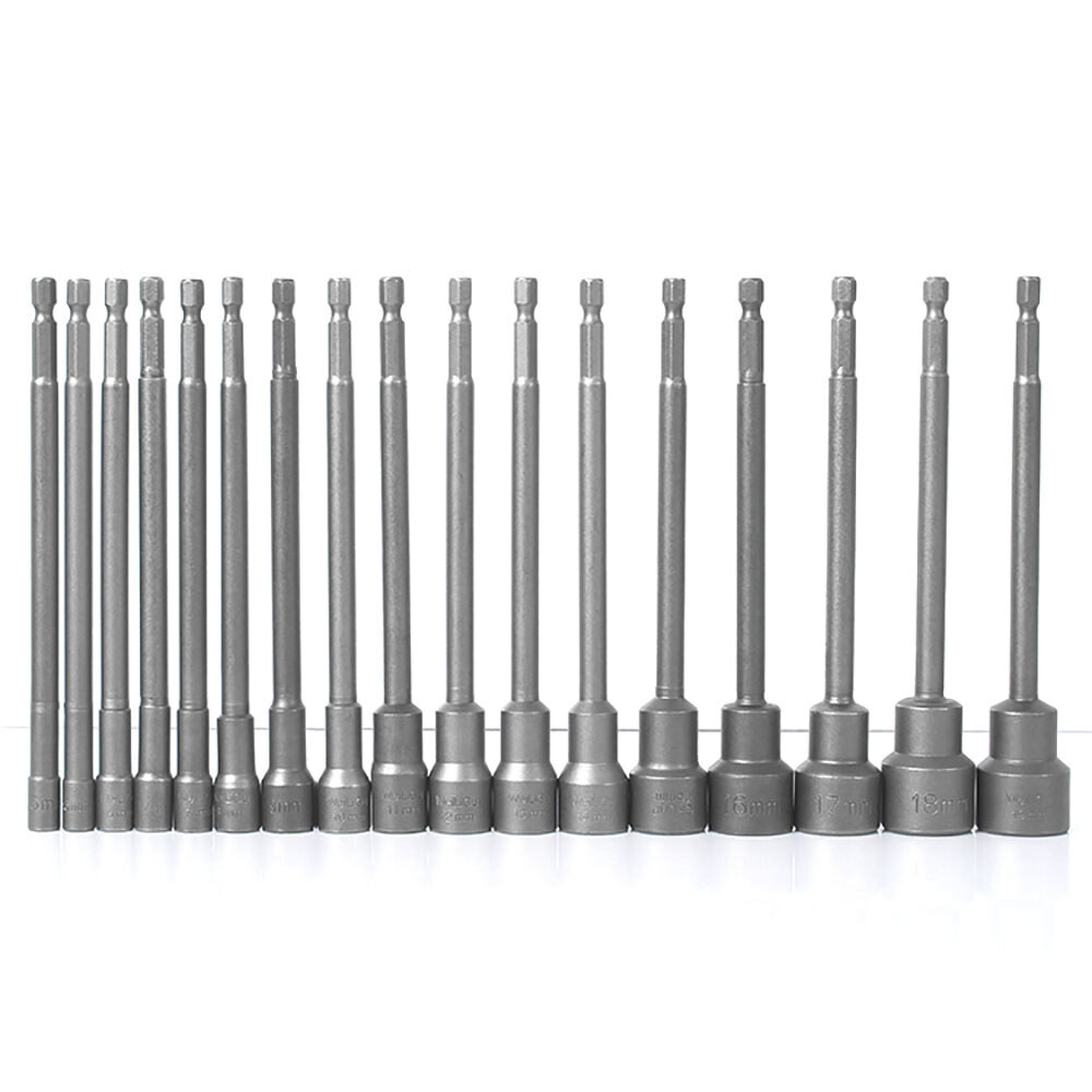 1/4" Metric Hex Magnetic Nut Driver Socket 6mm-24mm Extra Long Impact Drill Bits