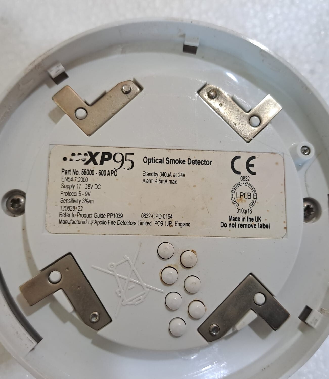 APOLLO XP95 55000-600 APO OPTICAL SMOKE DETECTOR