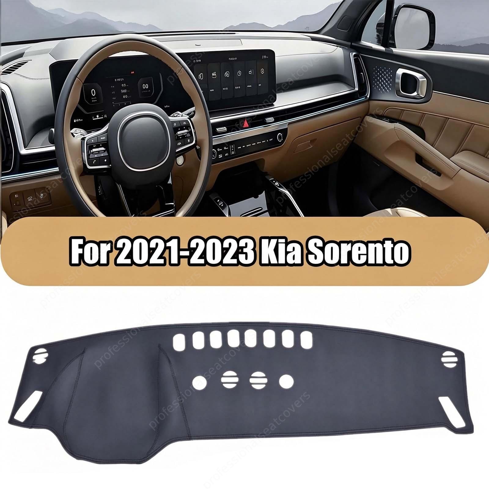 2021-23 For Kia Sorento Black Leather Dashboard Dash Cover Dashmat Carpet Pad