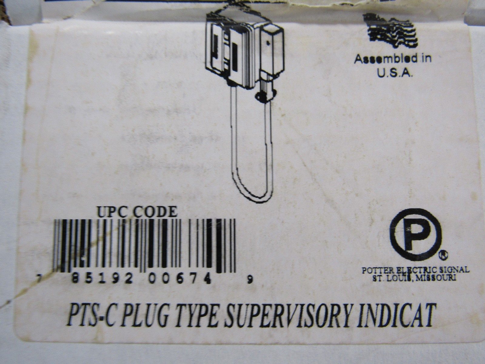 Potter 1010201 PTS-C Supervisory Indicator Type Switch Plug New in Box