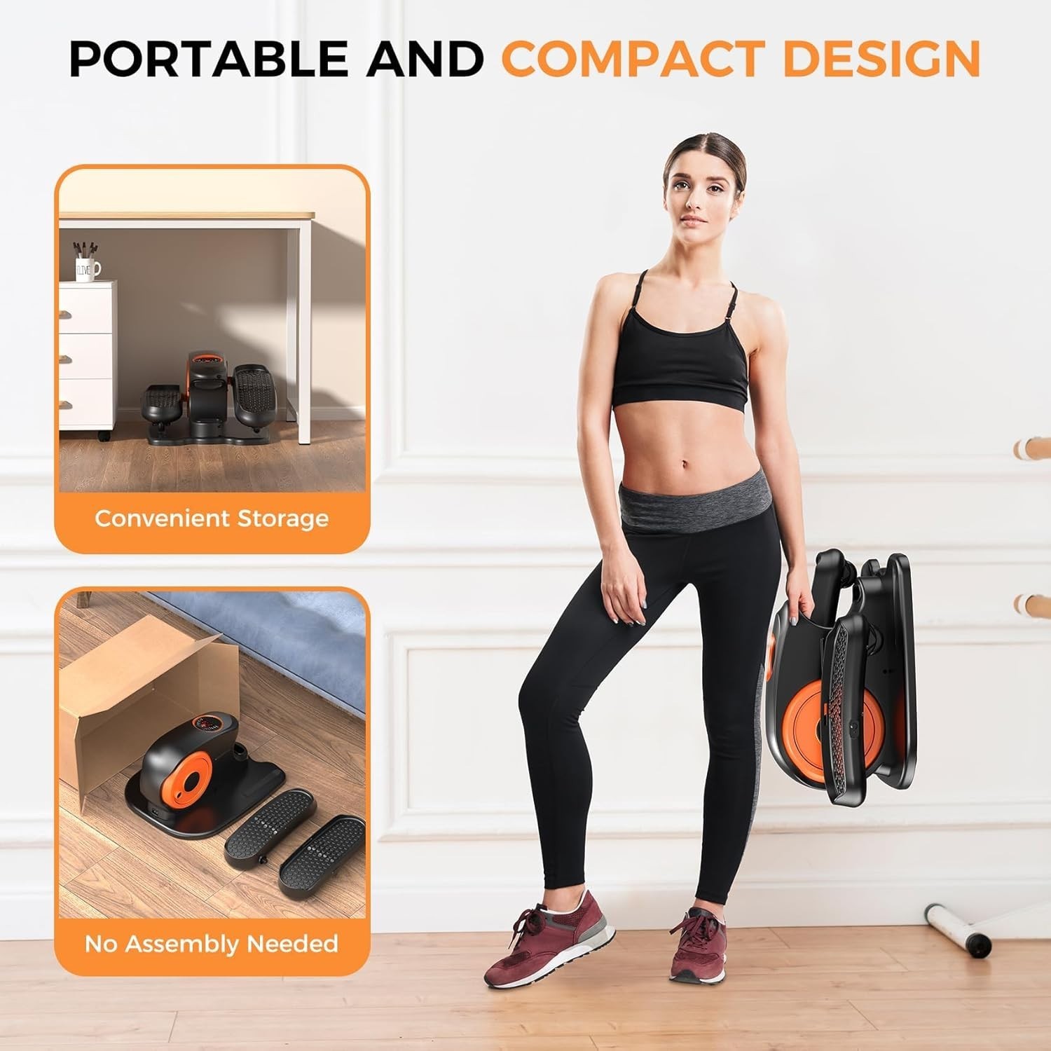 GUGTTR Under Desk Elliptical Machine, 2-in-1 Electric Leg Exerciser for Senio...