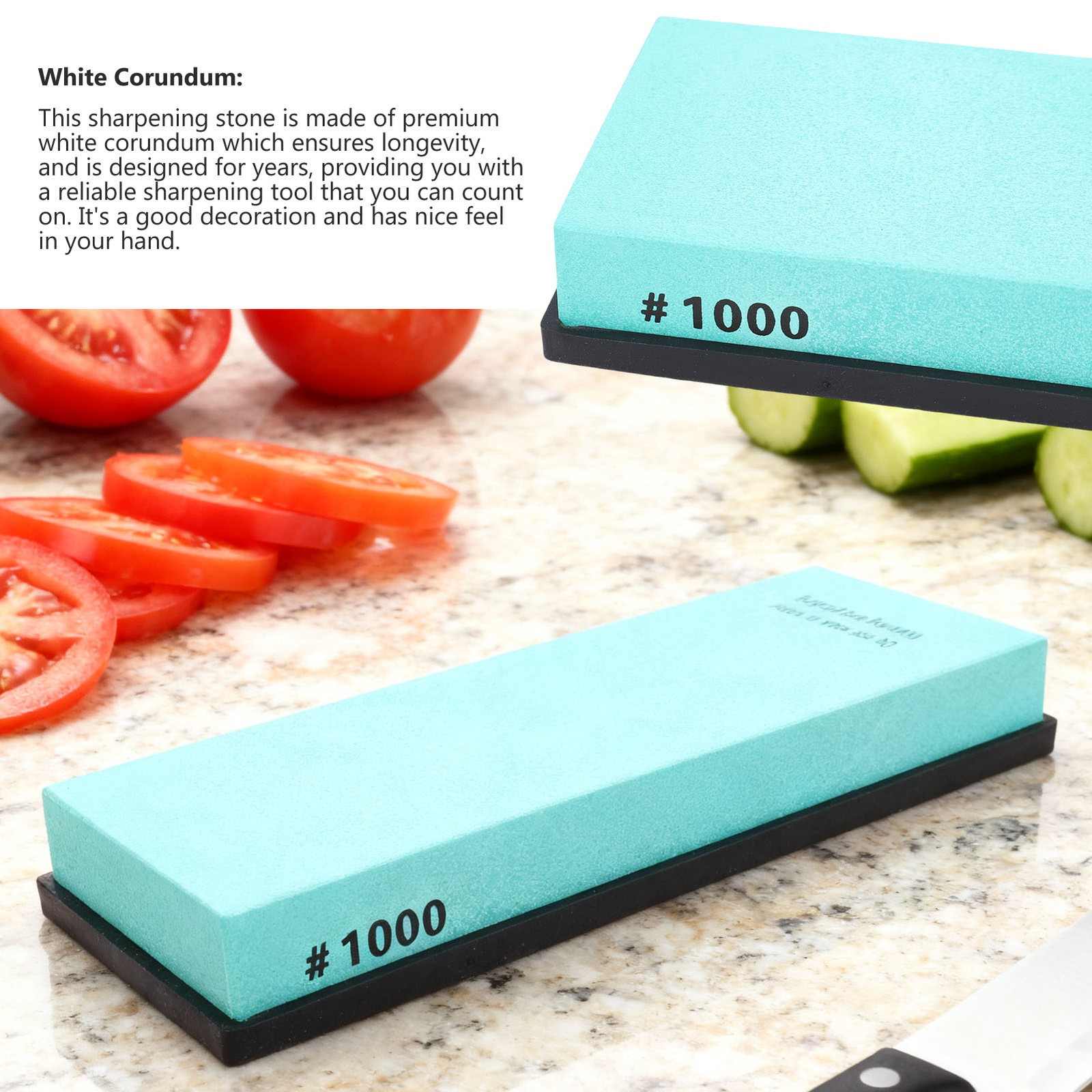 Knife Sharpening Stone Dual Side Grit With Anti Slip Silicone Base For Kitchen