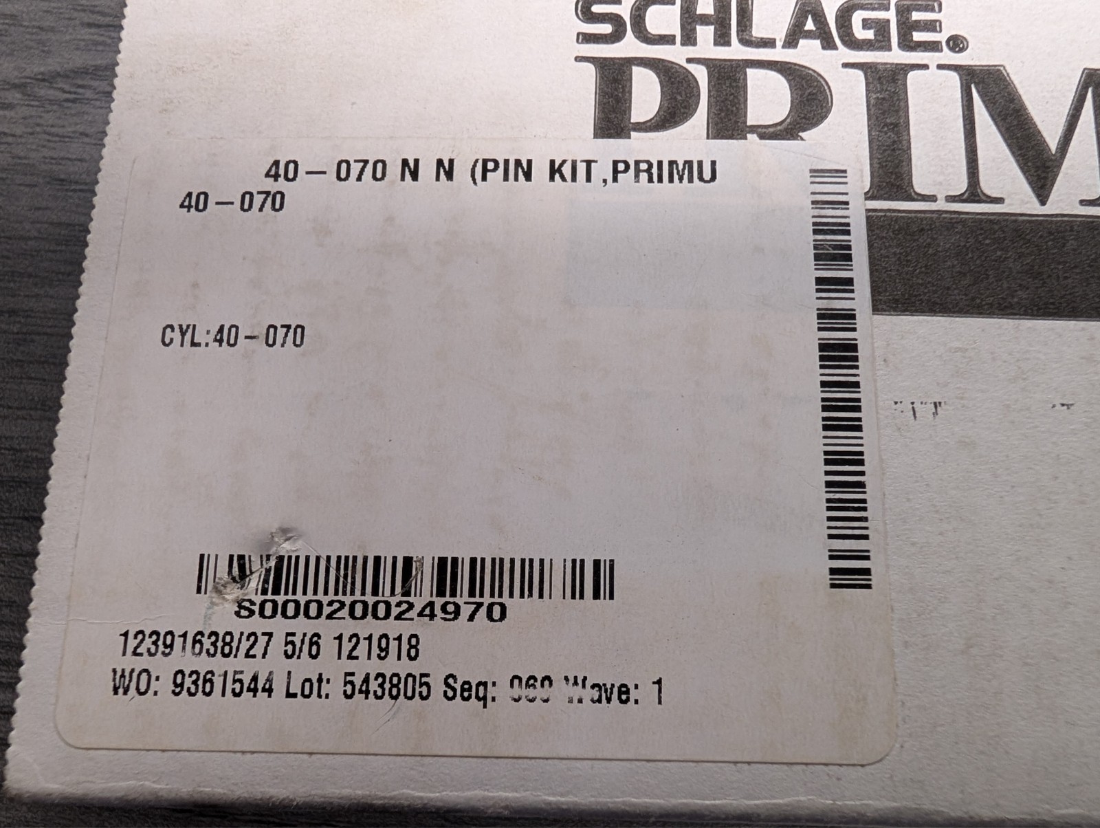 Schlage 40-070 primus pin kit NOS