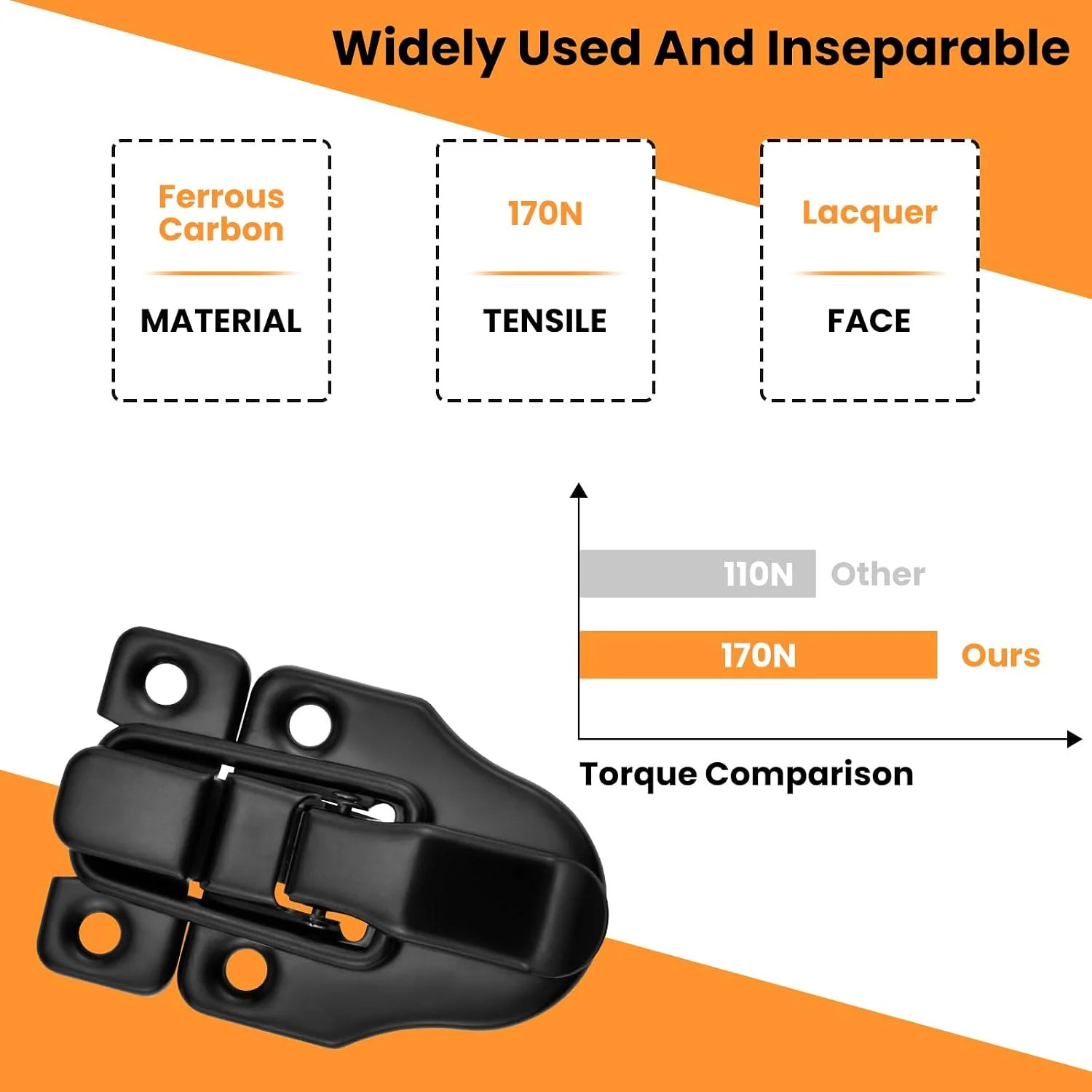 Toggle Hasp Latches Hardware with Hardening Screws, 4 Pack Black | Classical Duc