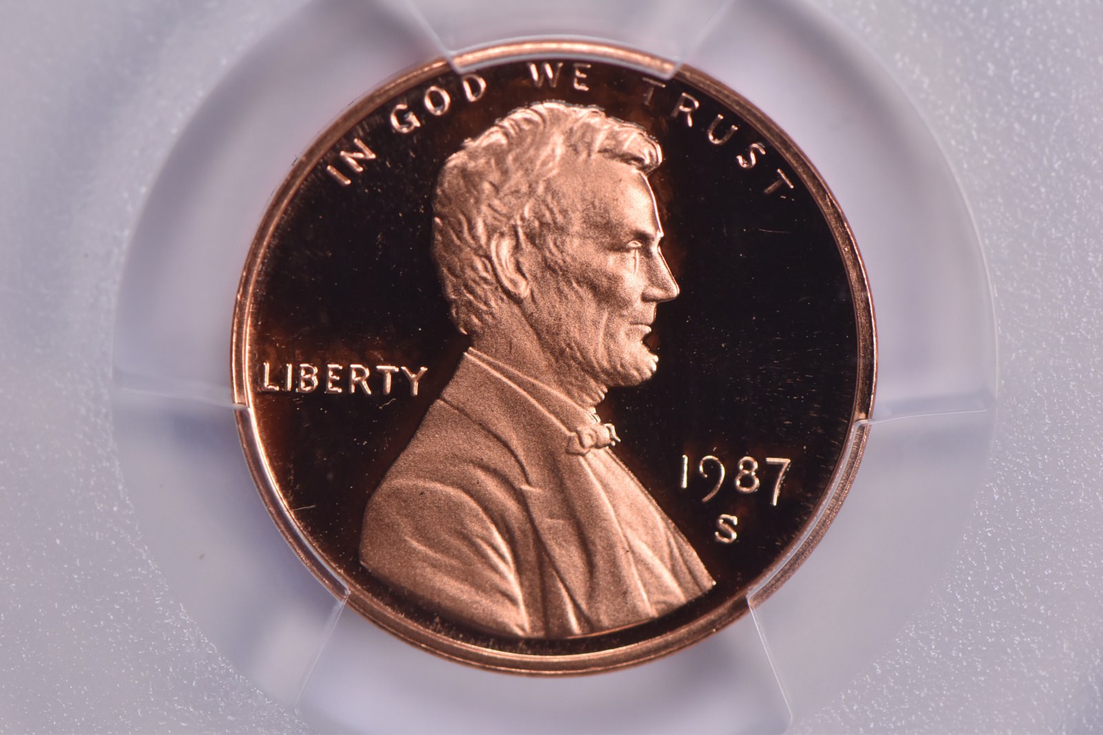 1987-S Lincoln Memorial Cent PR69 RD PCGS Blue Lbl