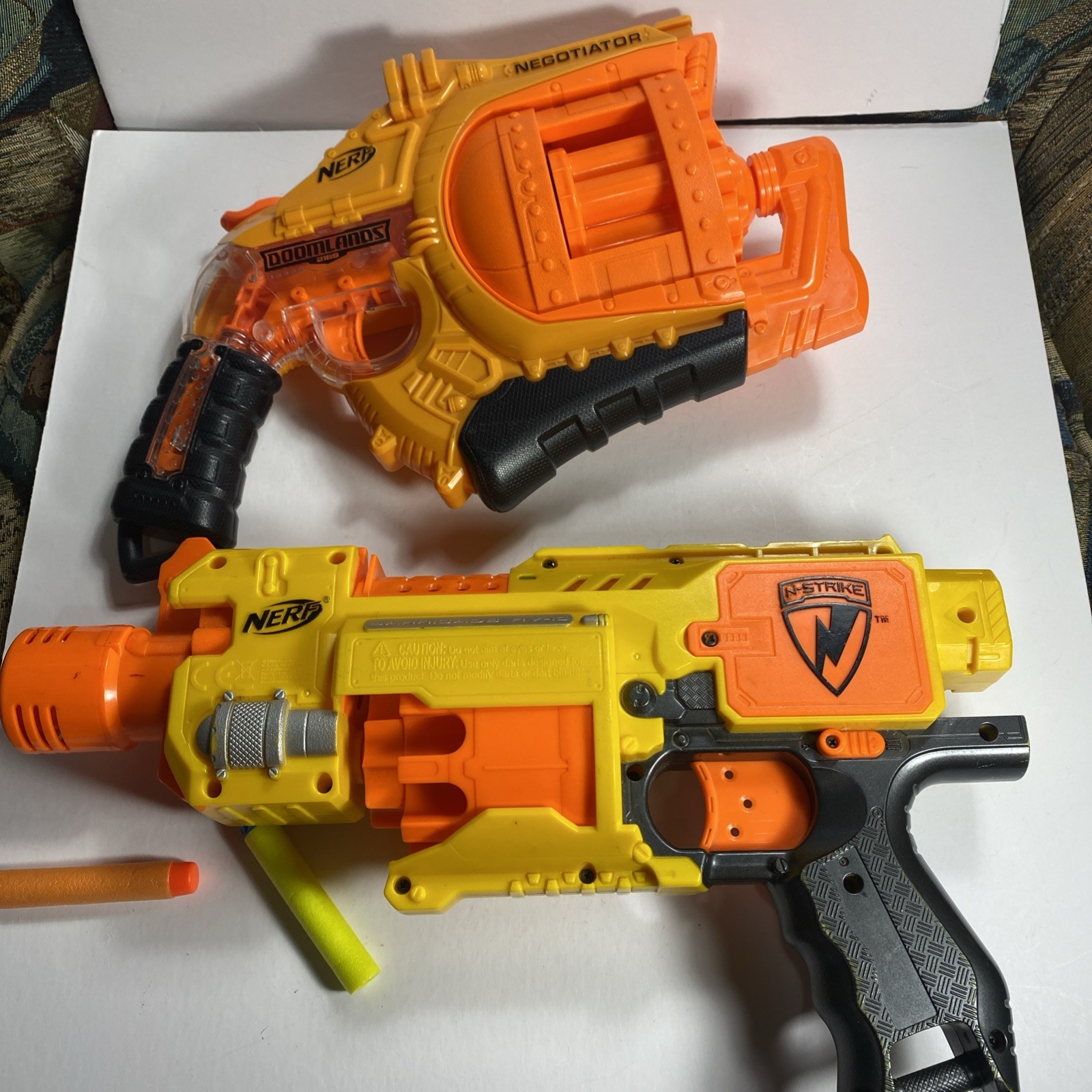 nerf gun lot Of 2 used guns Doomlands Negotiator & N-Strike Barricade RV-10
