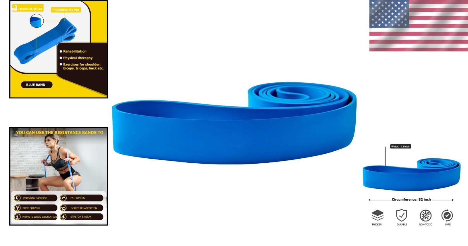 Eco-Friendly Pull-Up Assistance Bands for Versatile Muscle Training - Dark Blue