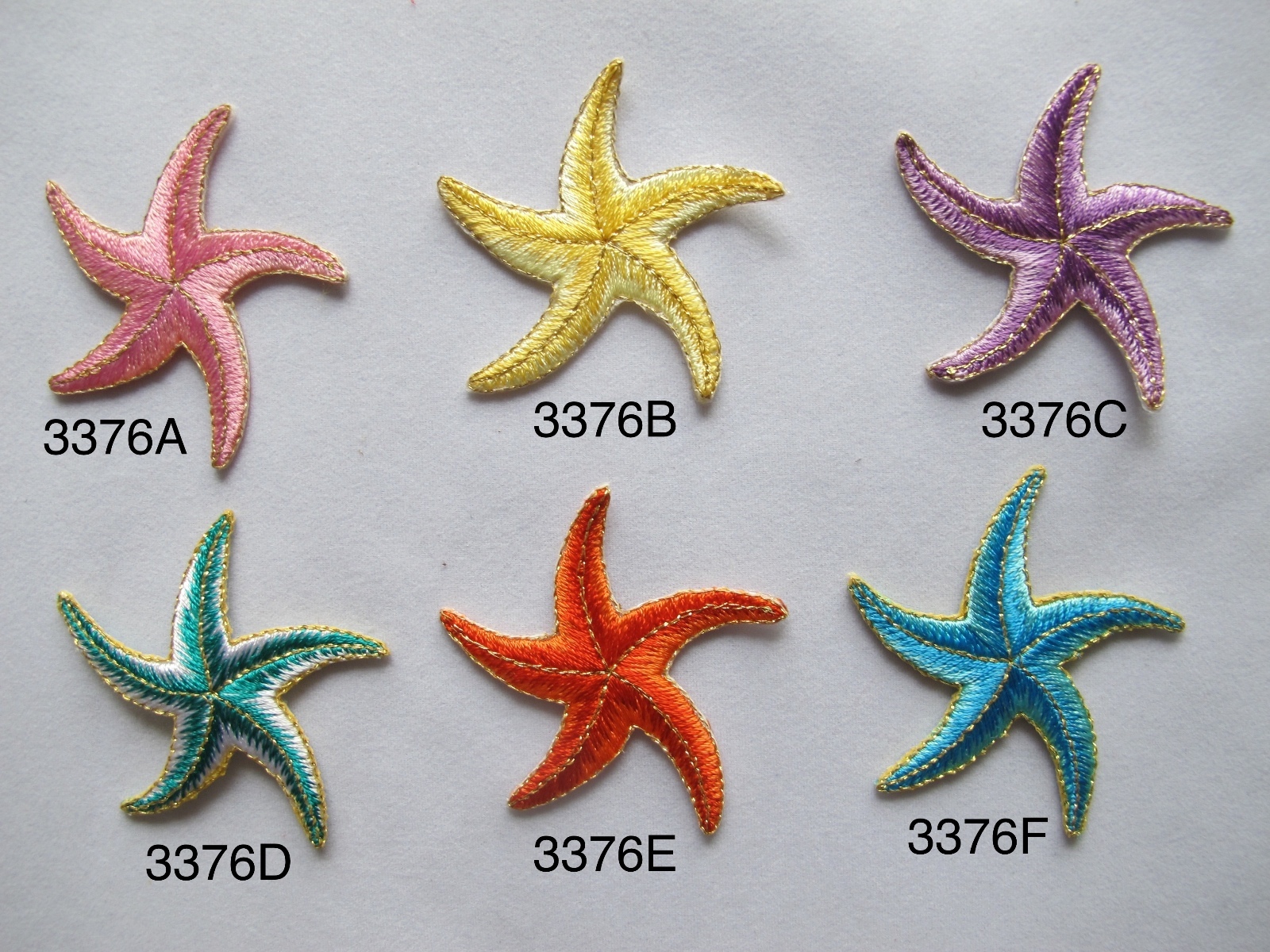 #3376 Pink,Yellow,Purple,Green,Blue Starfish Embroidery Iron On Applique Patch