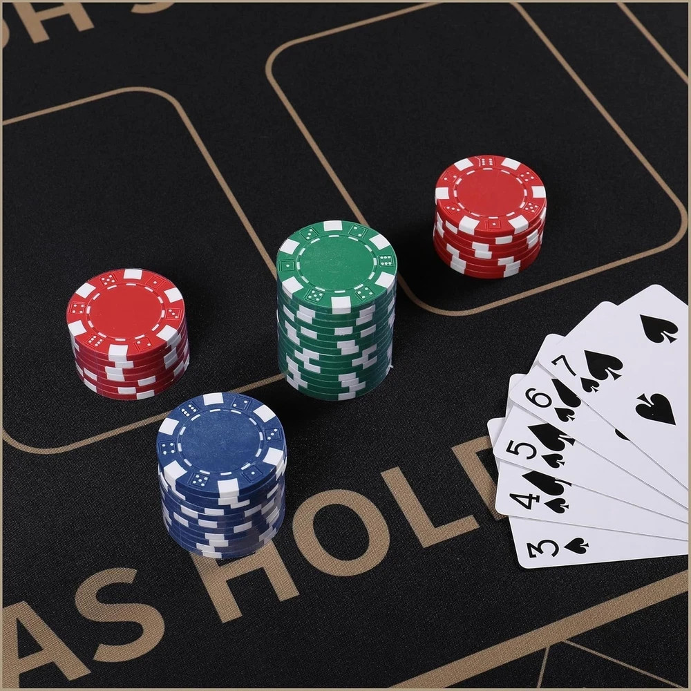 Poker Table Top - Foldable 70" X 35" Texas Hold'Em Poker Mat with Non-Slip Backi